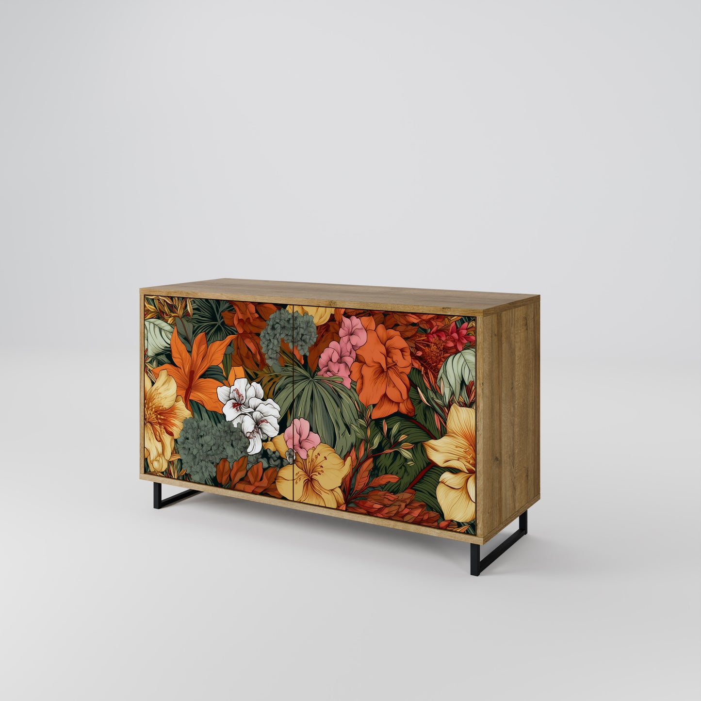 RADIANT FLORA 2-dörrars skänk i ekeffekt