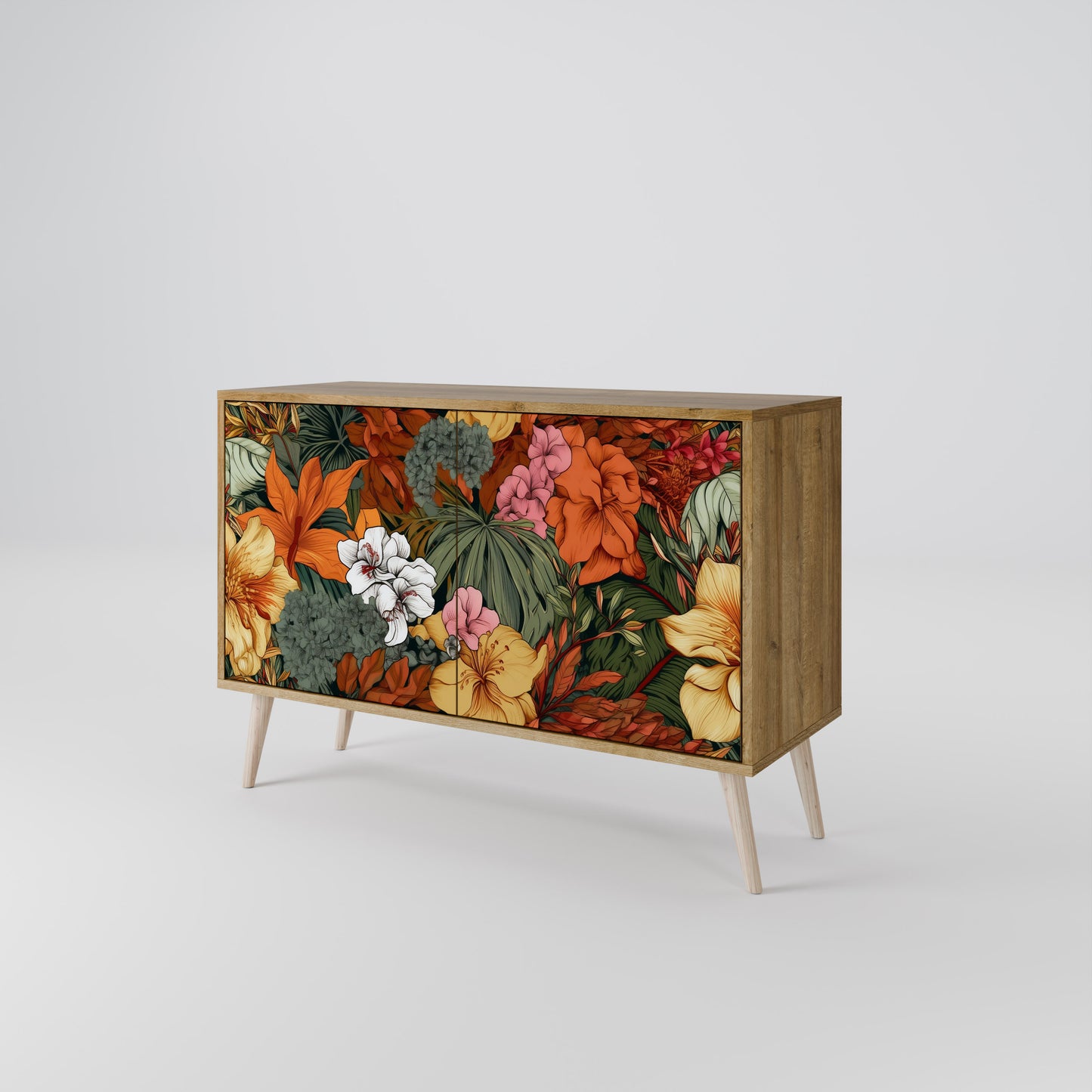 RADIANT FLORA 2-dörrars skänk i ekeffekt