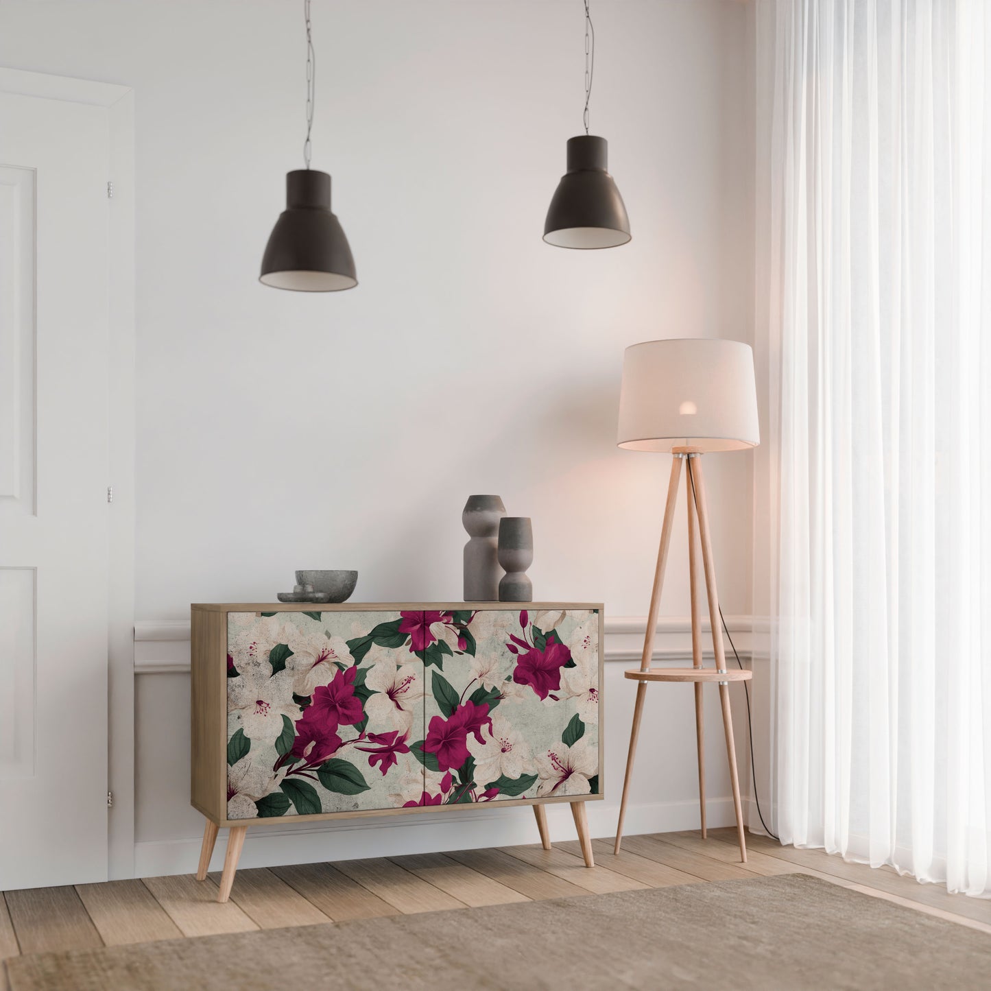 FLOWERET DREAM 2-dörrars skänk i ekeffekt