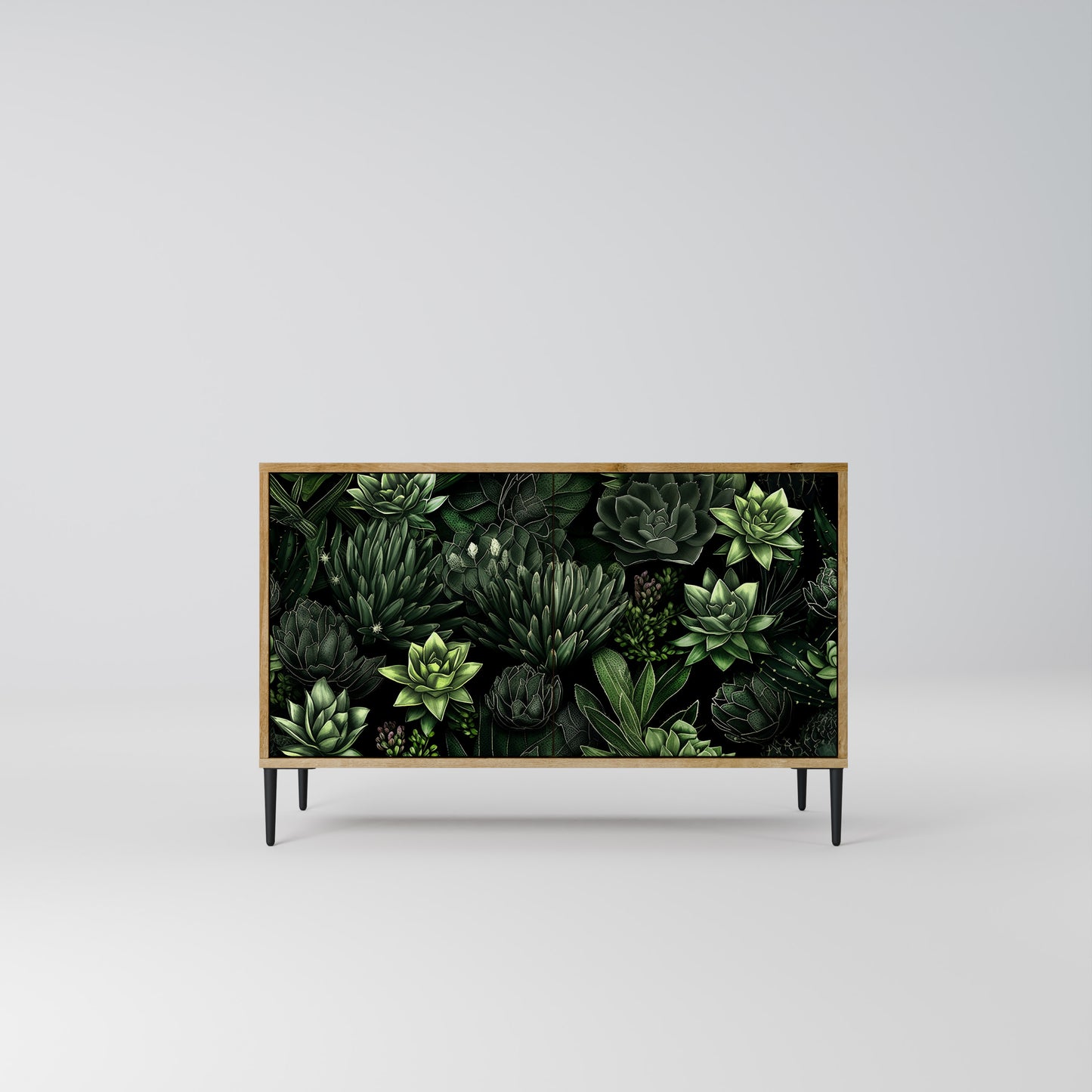 SUCCULENT JUNGLE 2-dörrars skänk i ekeffekt