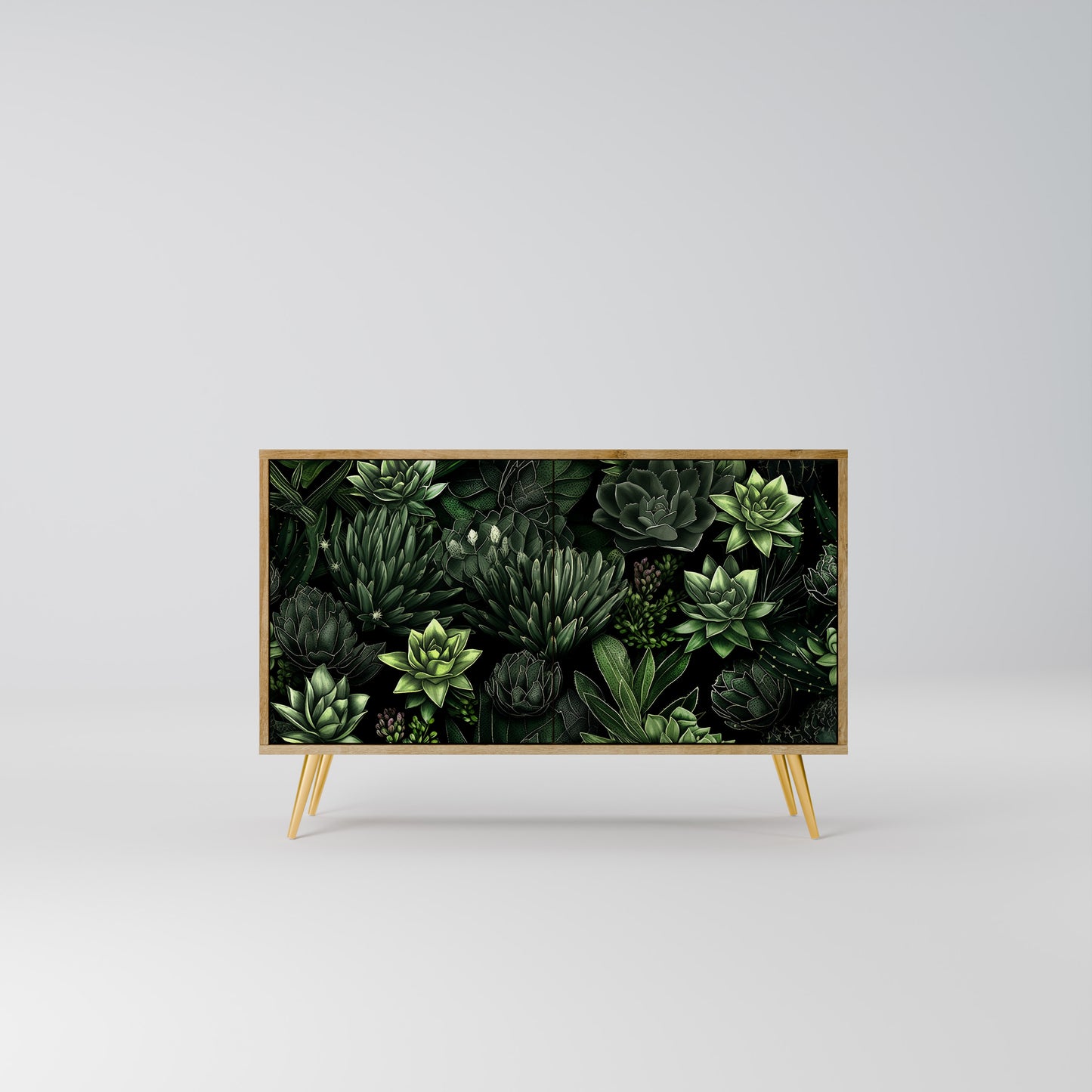 SUCCULENT JUNGLE 2-dörrars skänk i ekeffekt