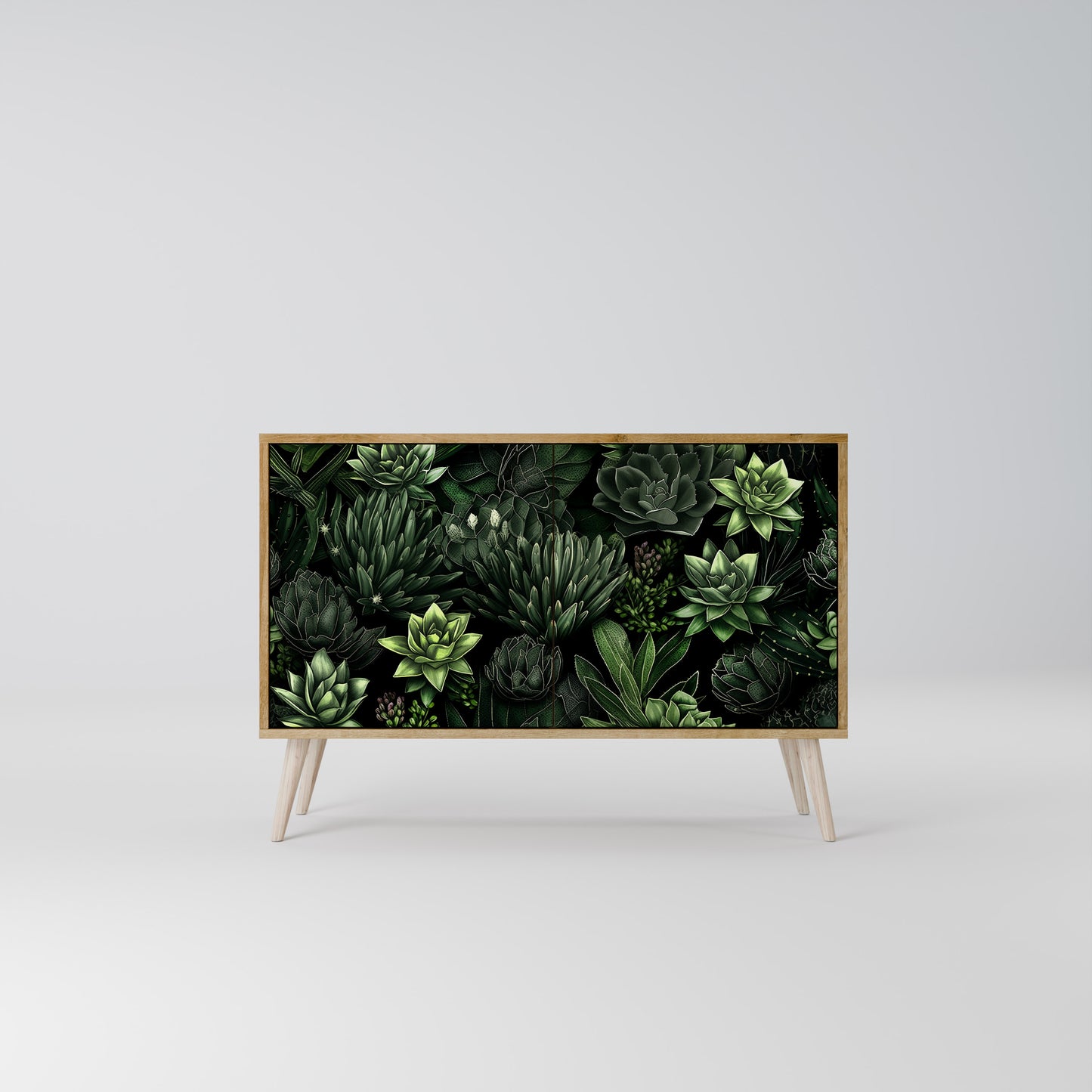 SUCCULENT JUNGLE 2-dörrars skänk i ekeffekt