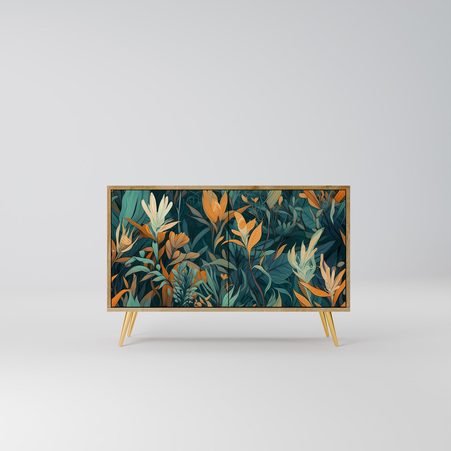 FLORAL SERENITY 2-dörrars skänk i ekeffekt
