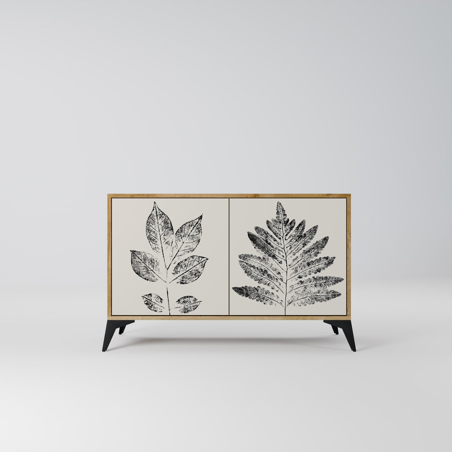 LEAFY STAMPS 2-dörrars skänk i ekeffekt