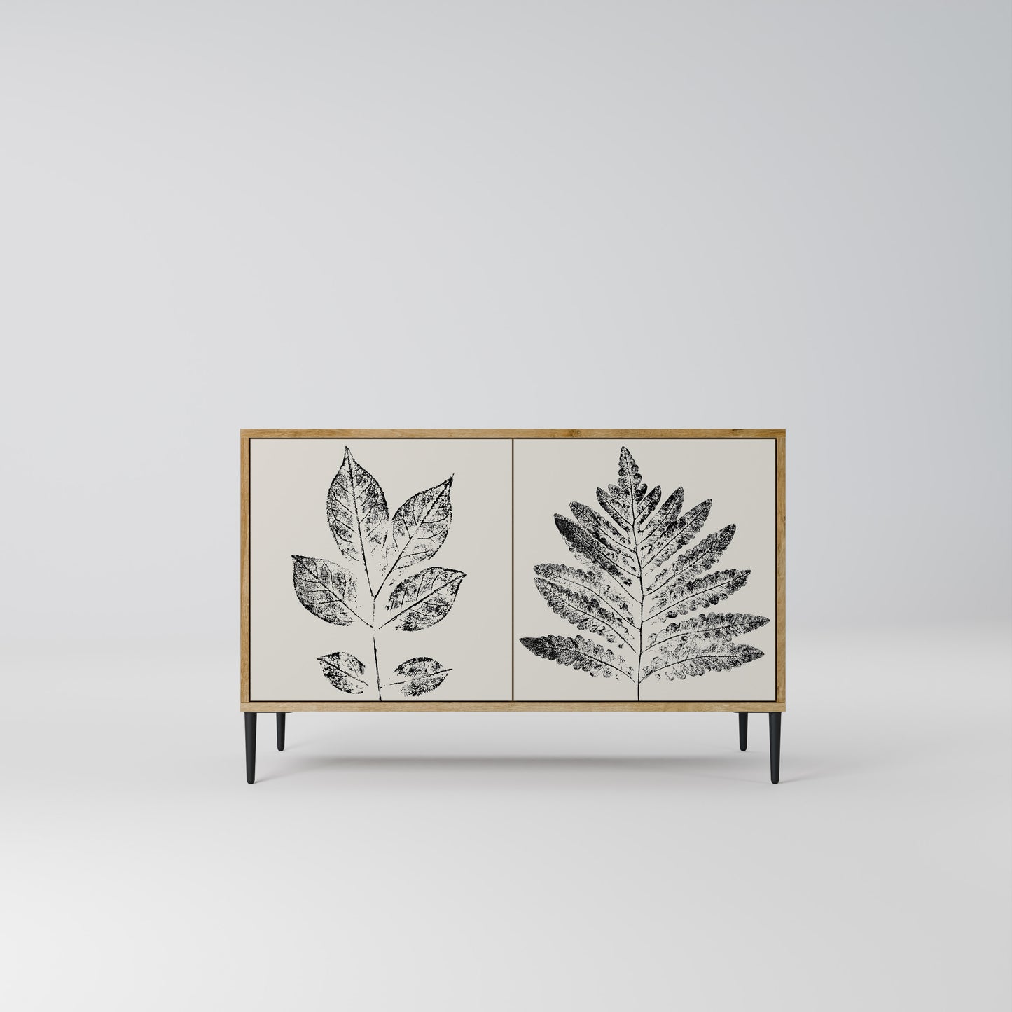 LEAFY STAMPS 2-dörrars skänk i ekeffekt