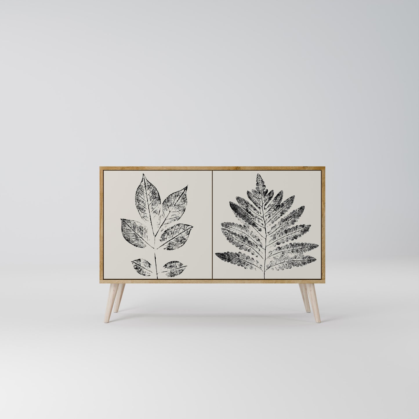 LEAFY STAMPS 2-dörrars skänk i ekeffekt