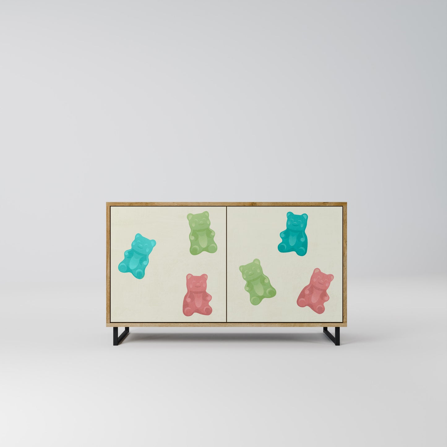 GUMMY BEARS 2-dörrars skänk i ekeffekt