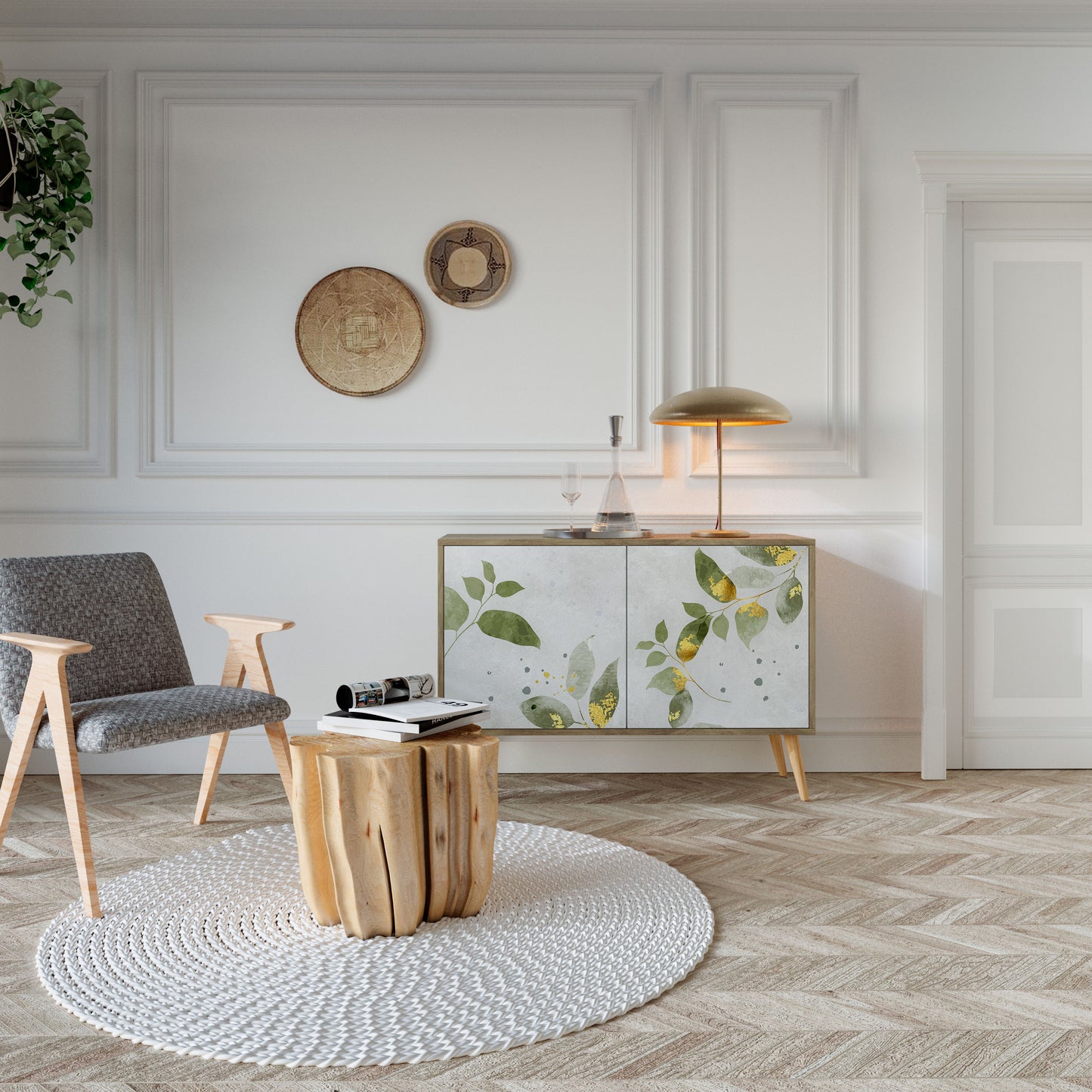 ELEGANT BOTANICS 2-dörrars skänk i ekeffekt