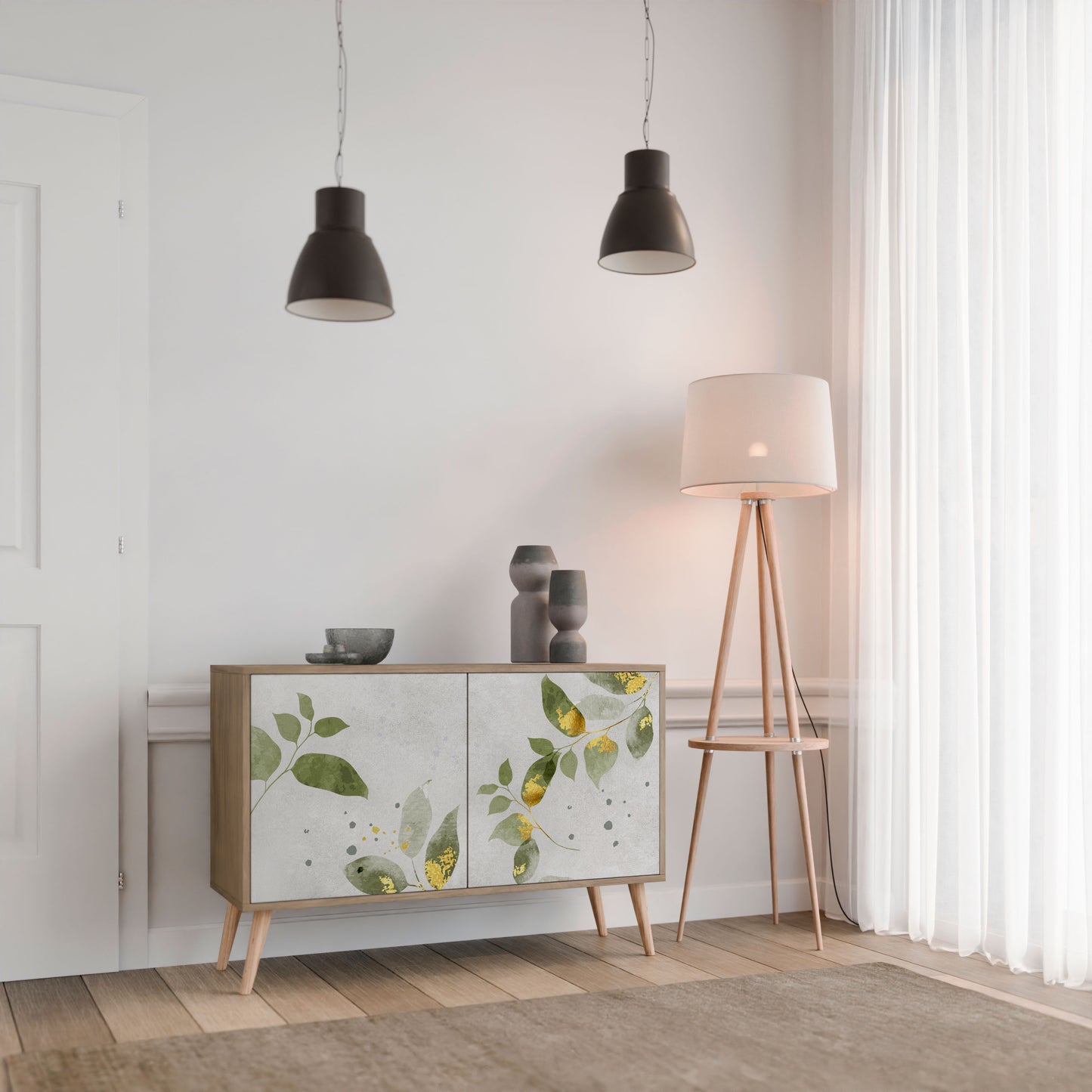 ELEGANT BOTANICS 2-dörrars skänk i ekeffekt