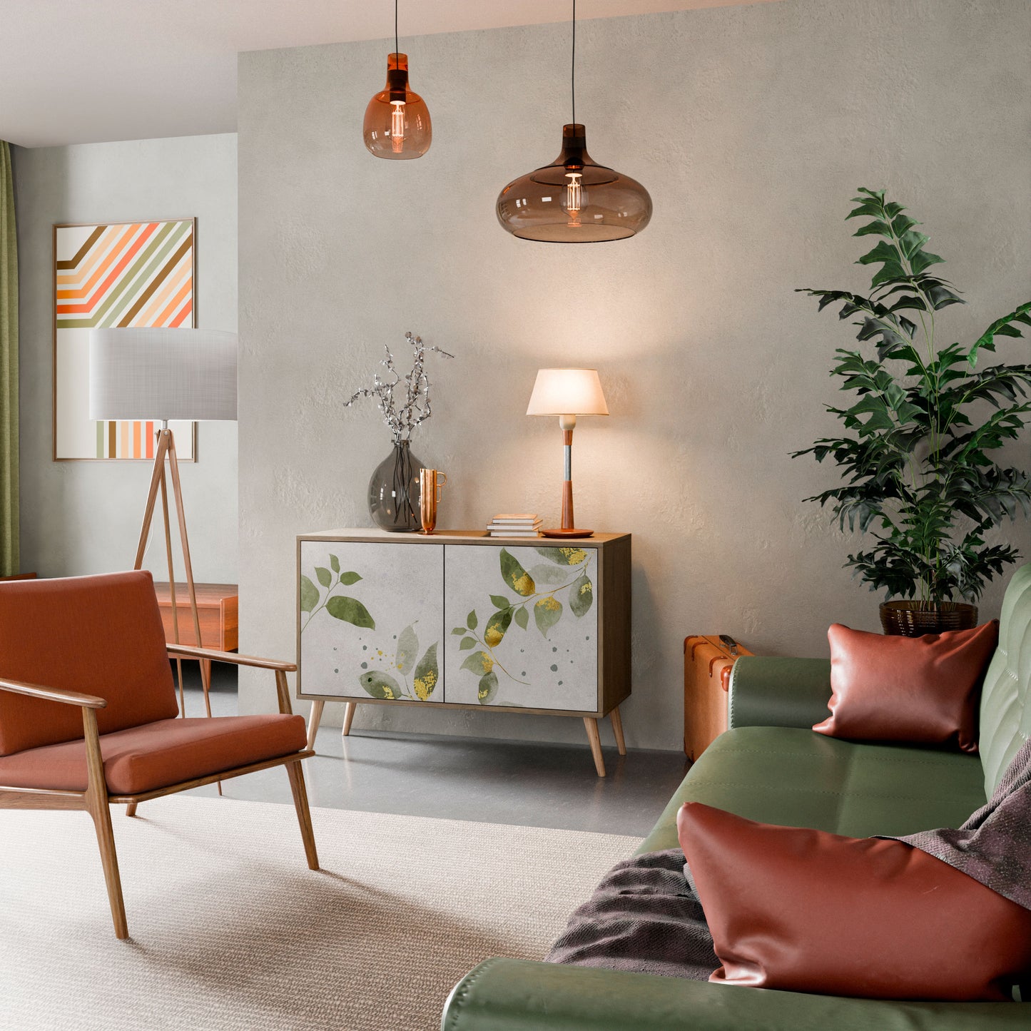 ELEGANT BOTANICS 2-dörrars skänk i ekeffekt