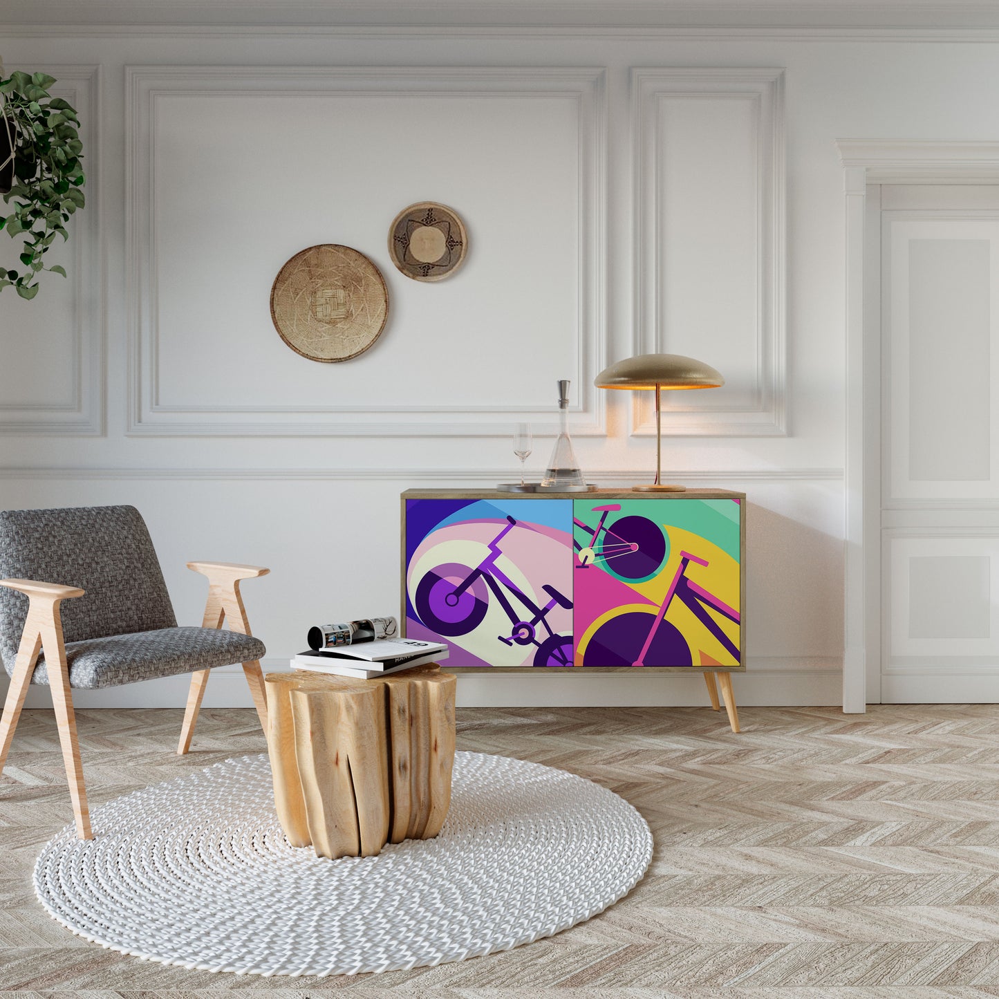 BIKE DREAMS 2-dörrars sideboard i ekeffekt