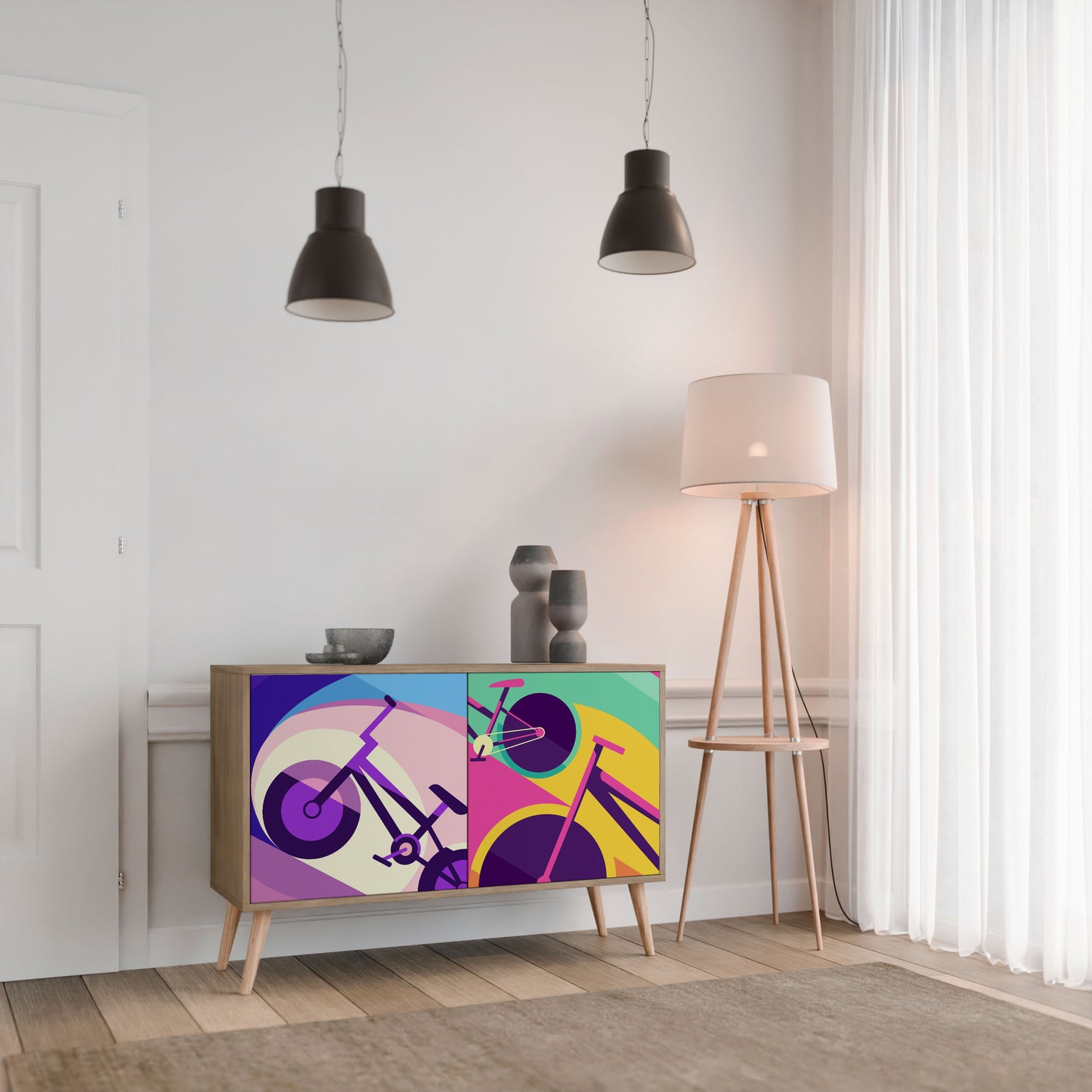 BIKE DREAMS 2-dörrars sideboard i ekeffekt
