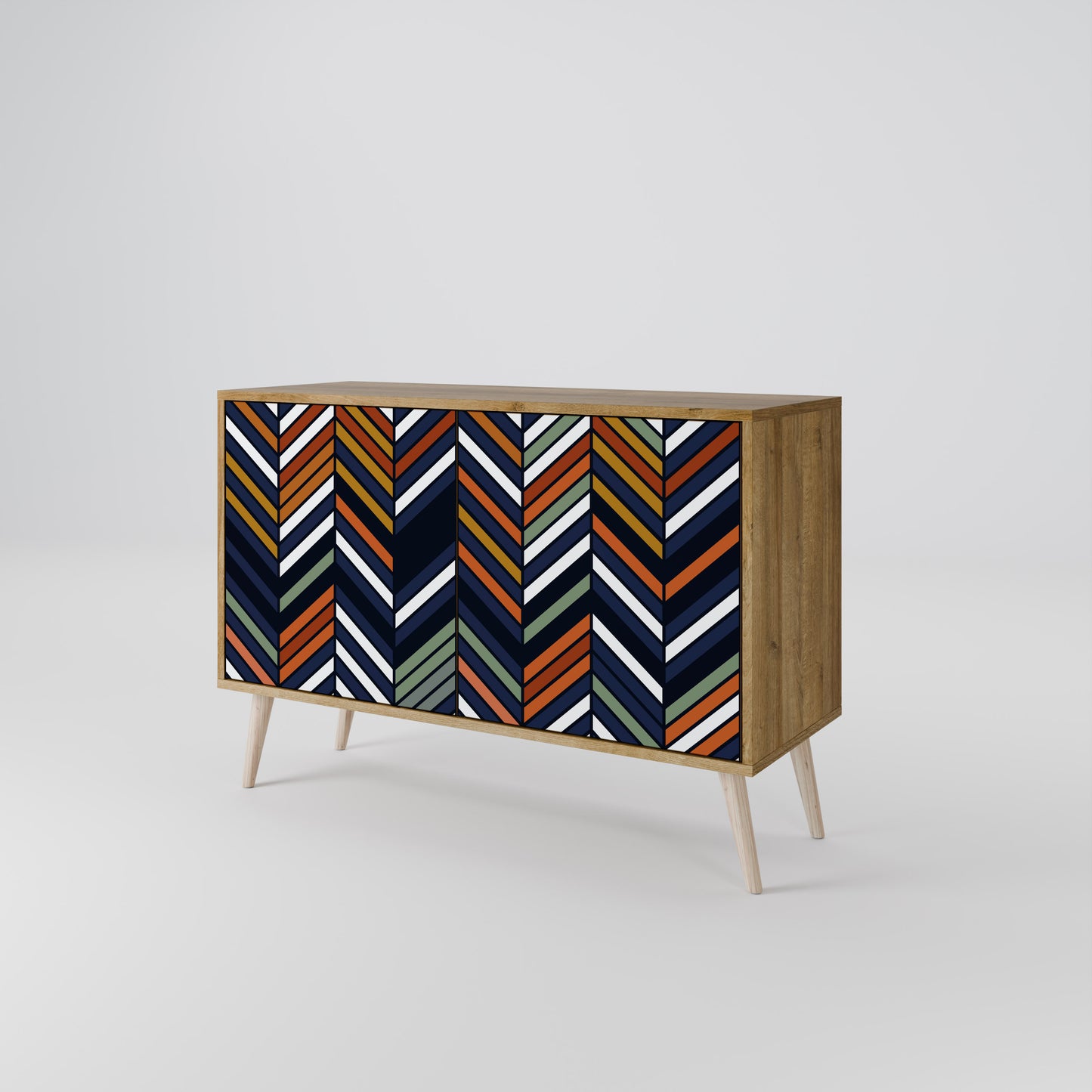 VIBRANT PATCHWORK 2-dörrars skänk i ekeffekt