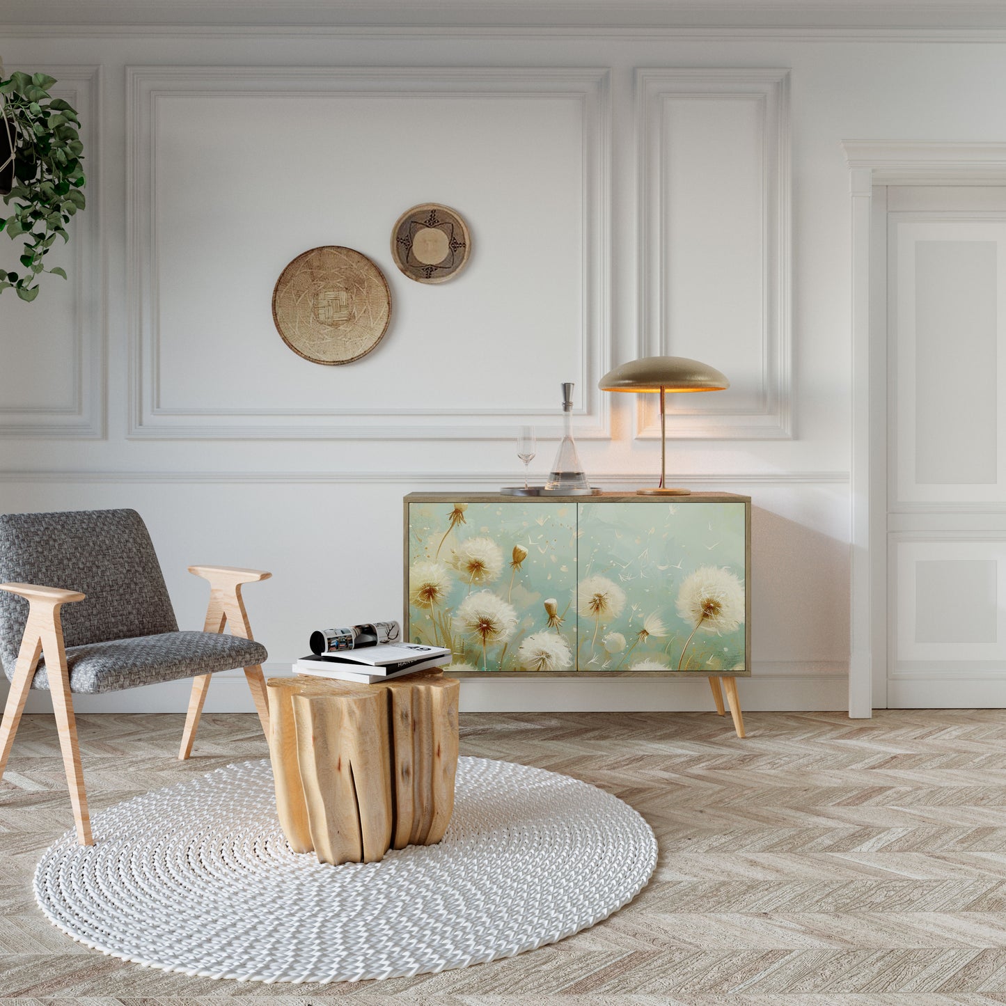DREAMY MEADOW 2-Door Sideboard in Oak Effect