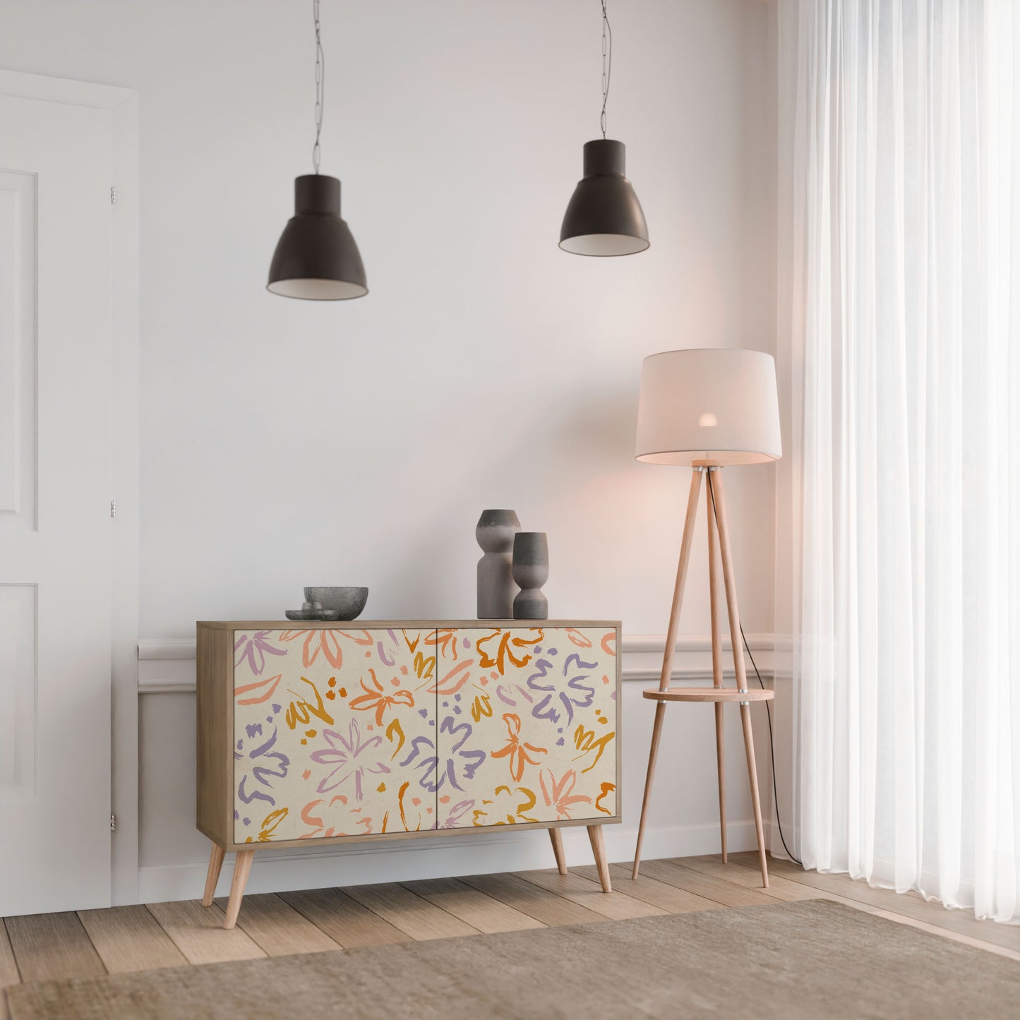 SPRING WHIMSY 2-dörrars skänk i ekeffekt