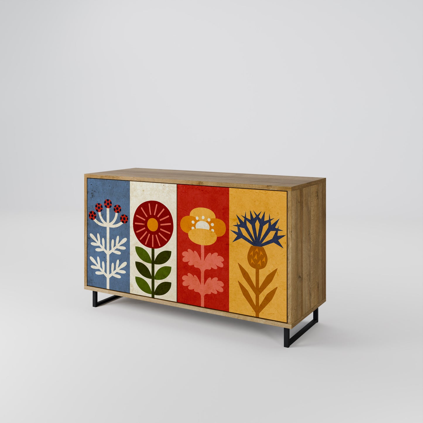 SCANDIC FLOWERET 2-Door Sideboard in Oak Effect