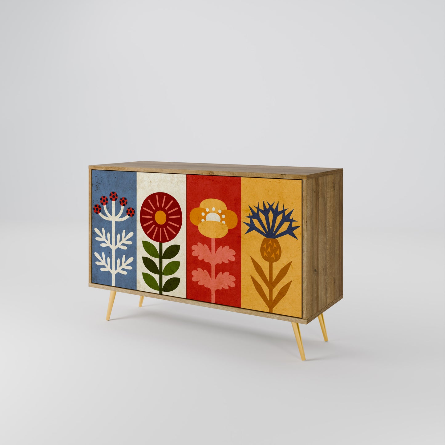 SCANDIC FLOWERET 2-Door Sideboard in Oak Effect