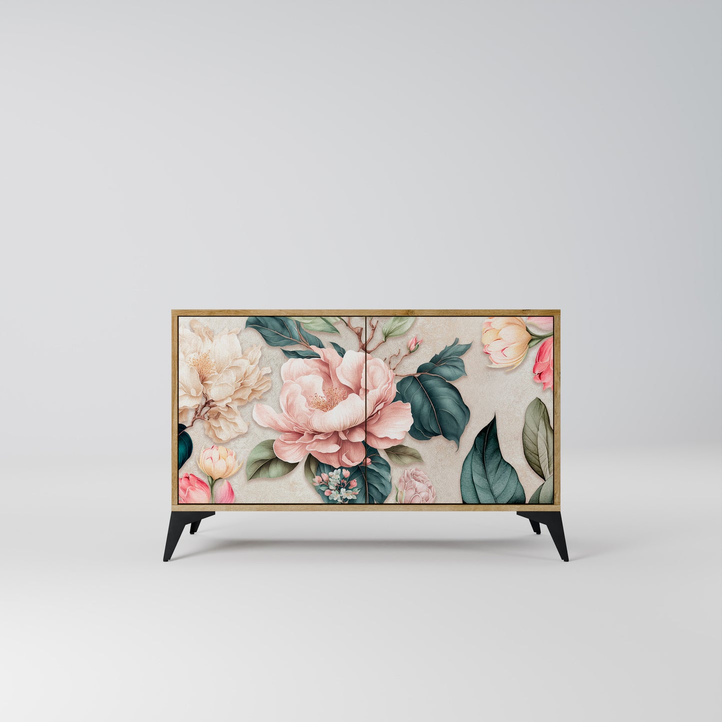 FLORAL GRACE 2-dörrars skänk i ekeffekt