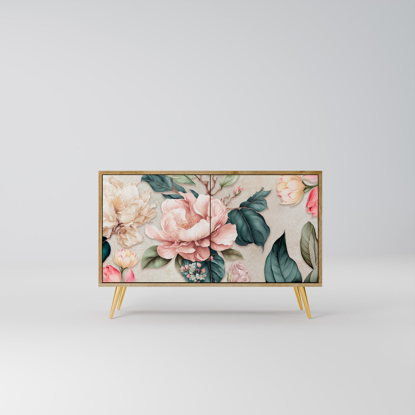 FLORAL GRACE 2-dörrars skänk i ekeffekt