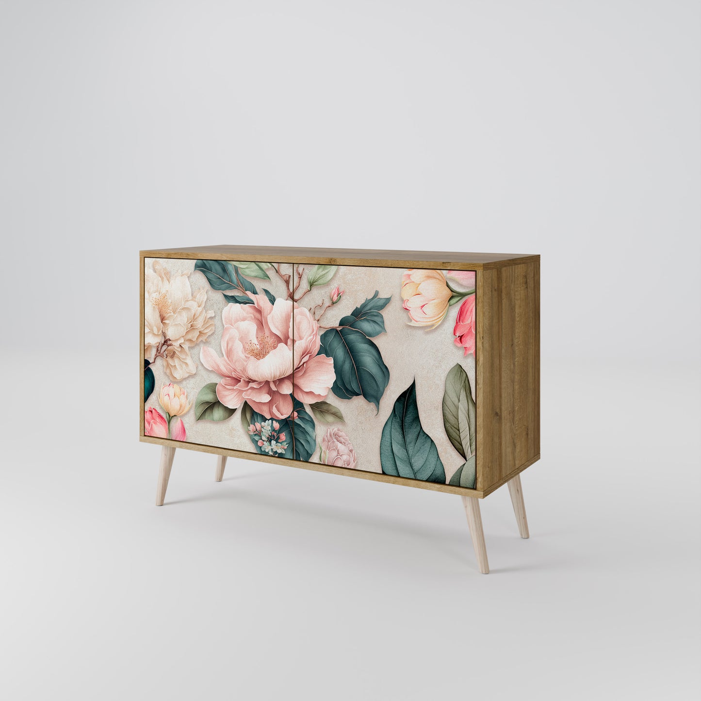FLORAL GRACE 2-dörrars skänk i ekeffekt
