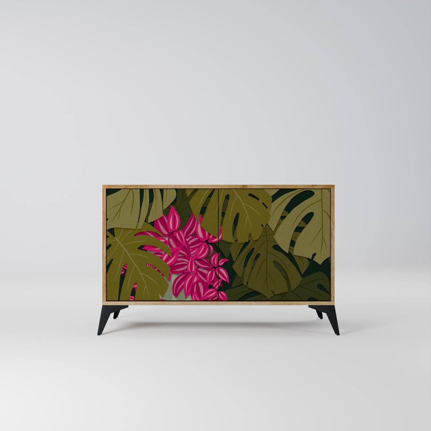 TROPICAL BEAUTY 2-dörrars skänk i ekeffekt