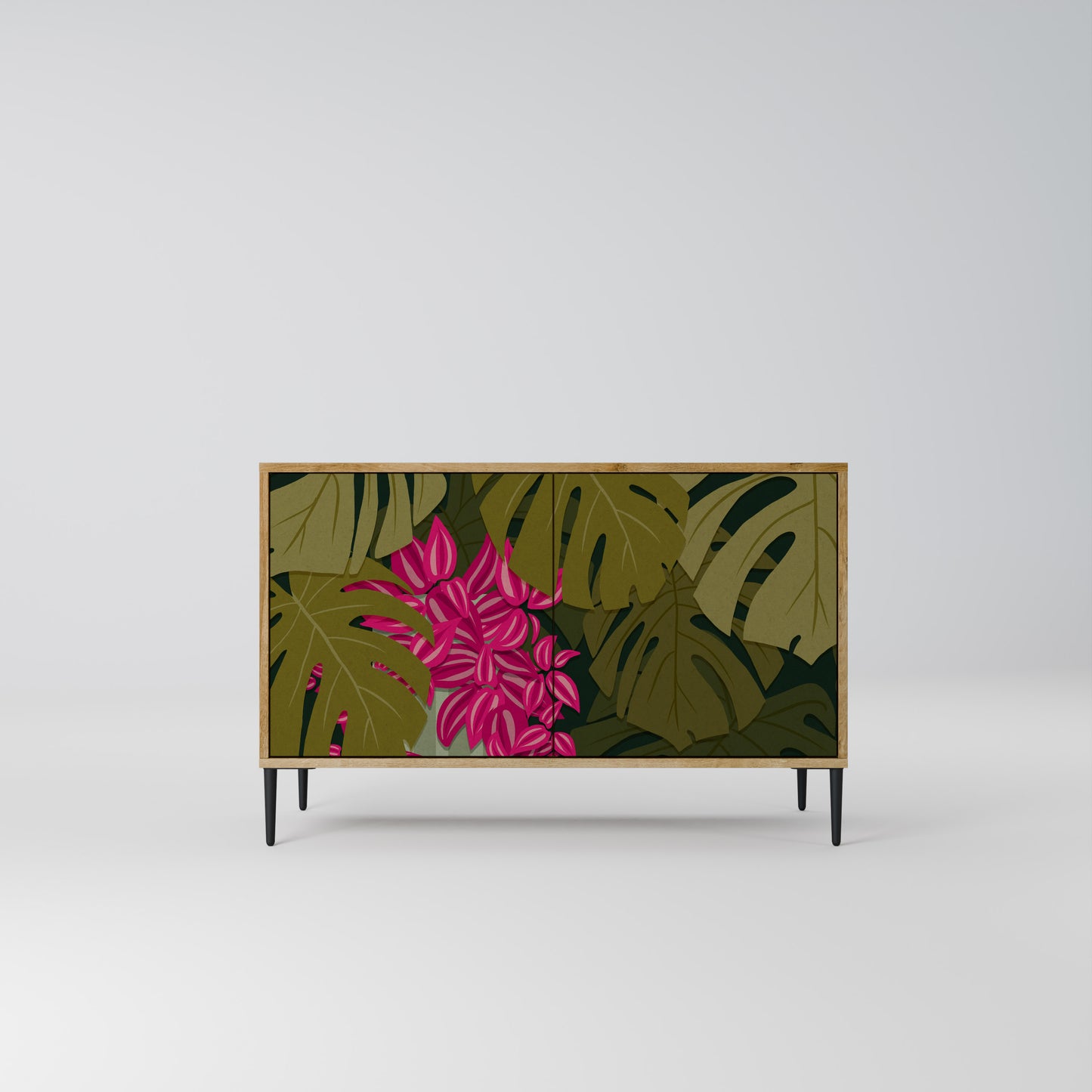 TROPICAL BEAUTY 2-dörrars skänk i ekeffekt