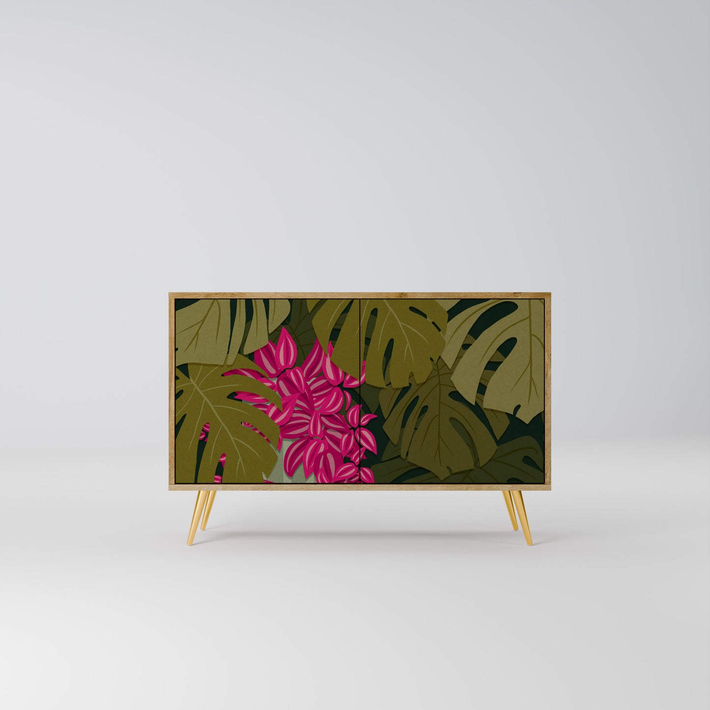 TROPICAL BEAUTY 2-dörrars skänk i ekeffekt