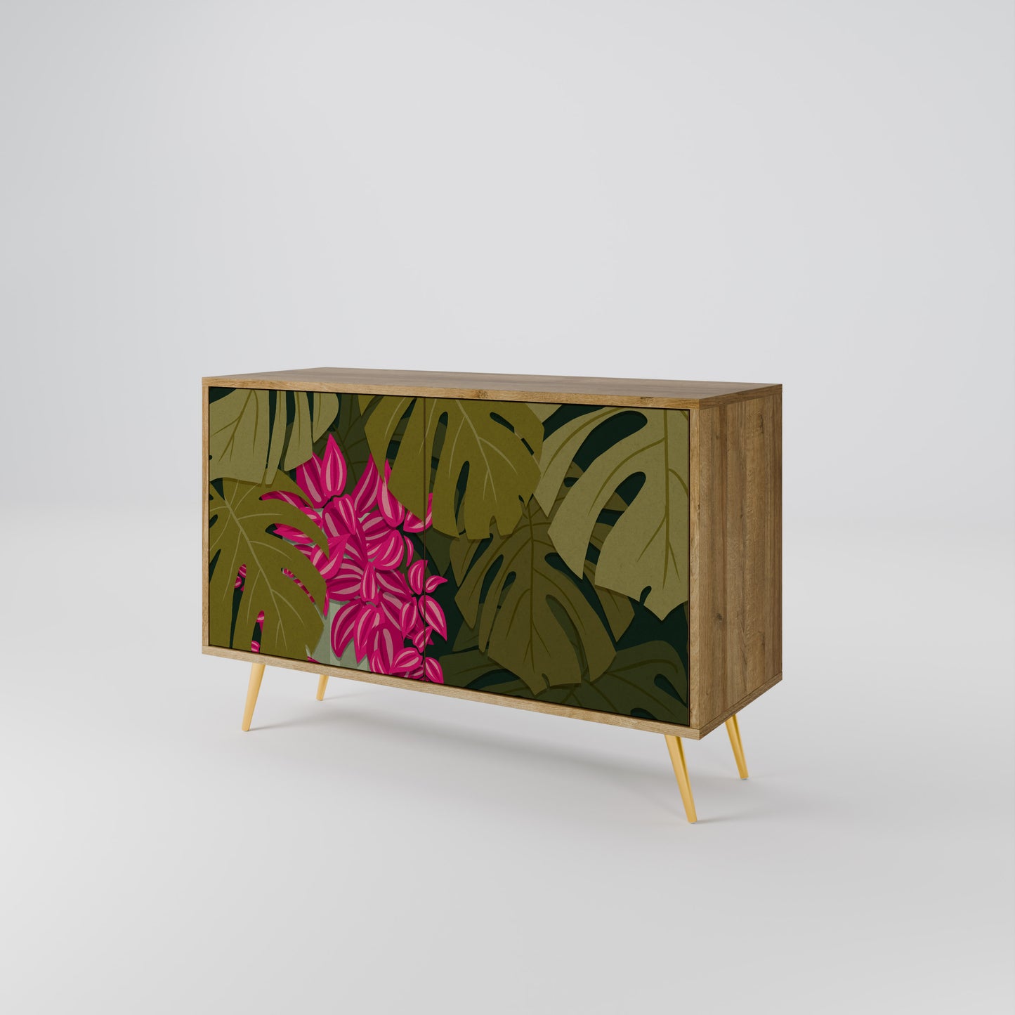 TROPICAL BEAUTY 2-dörrars skänk i ekeffekt
