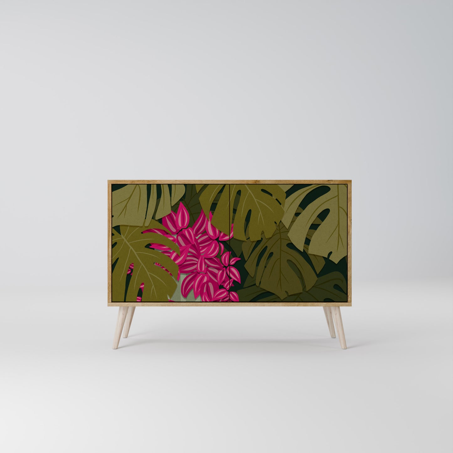 TROPICAL BEAUTY 2-dörrars skänk i ekeffekt