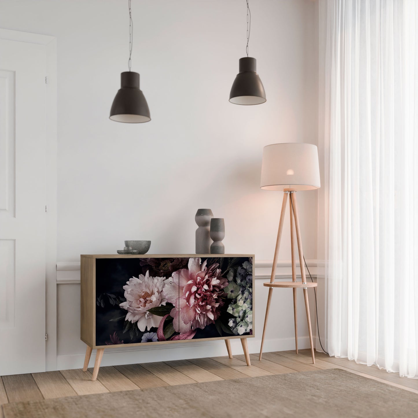 PURE BLOSSOM 2-dörrars skänk i ekeffekt
