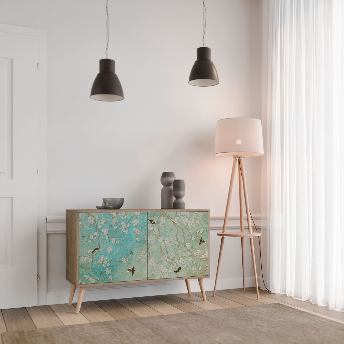 BLOOMING CHARM 2-dörrars skänk i ekeffekt
