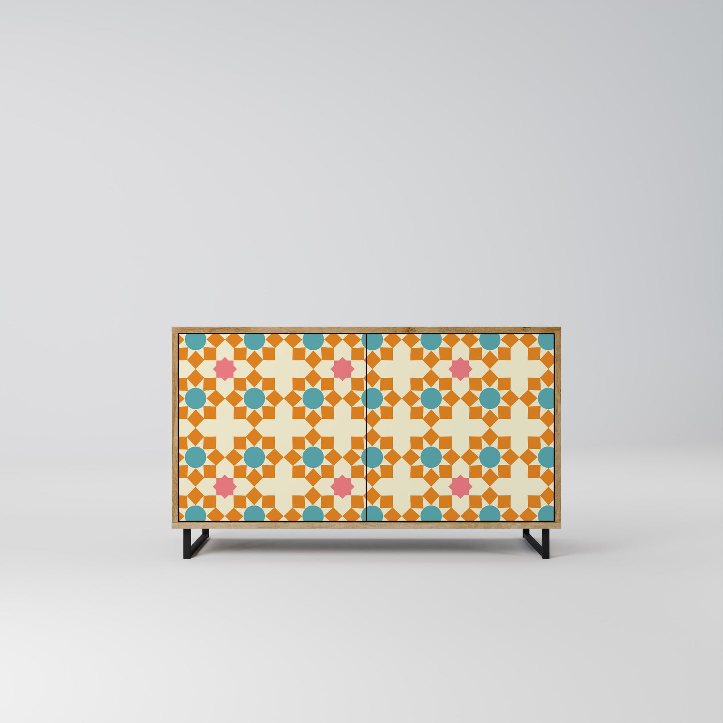 FLORAL DECOR 2-Door Sideboard in Oak Effect