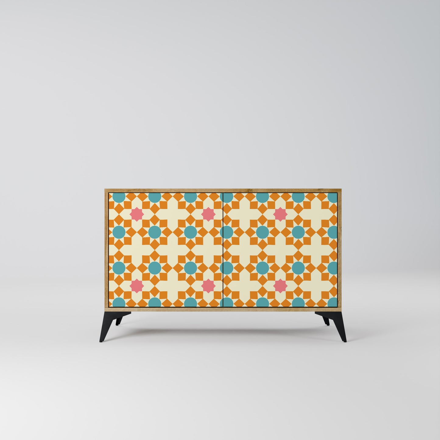 FLORAL DECOR 2-Door Sideboard in Oak Effect