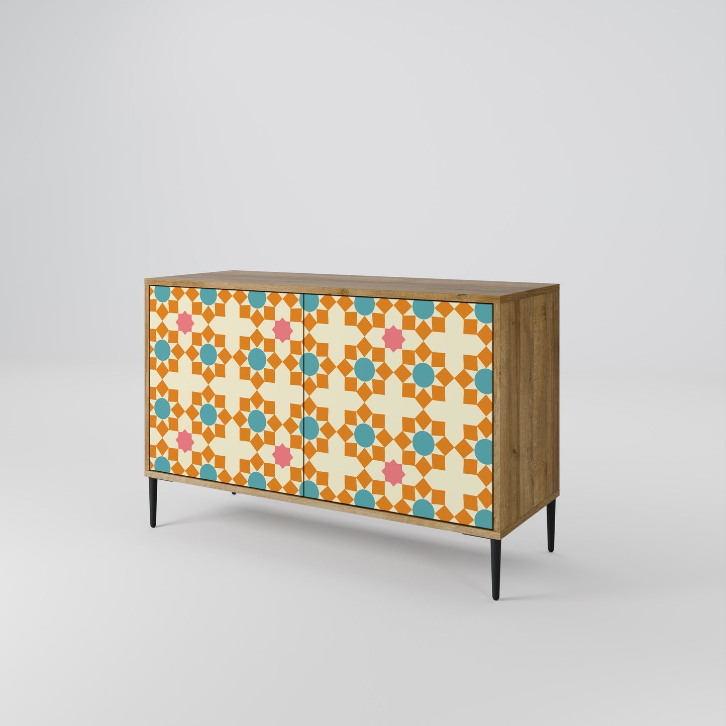 FLORAL DECOR 2-Door Sideboard in Oak Effect