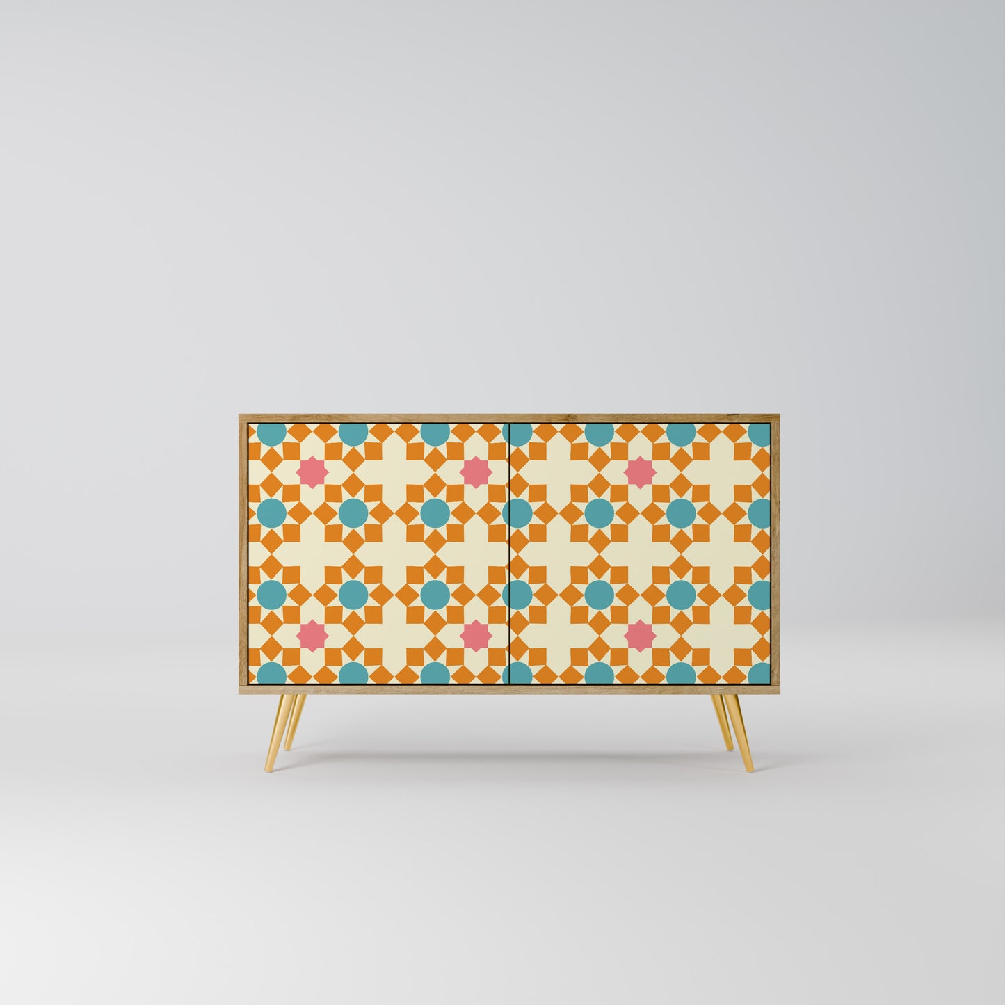 FLORAL DECOR 2-Door Sideboard in Oak Effect