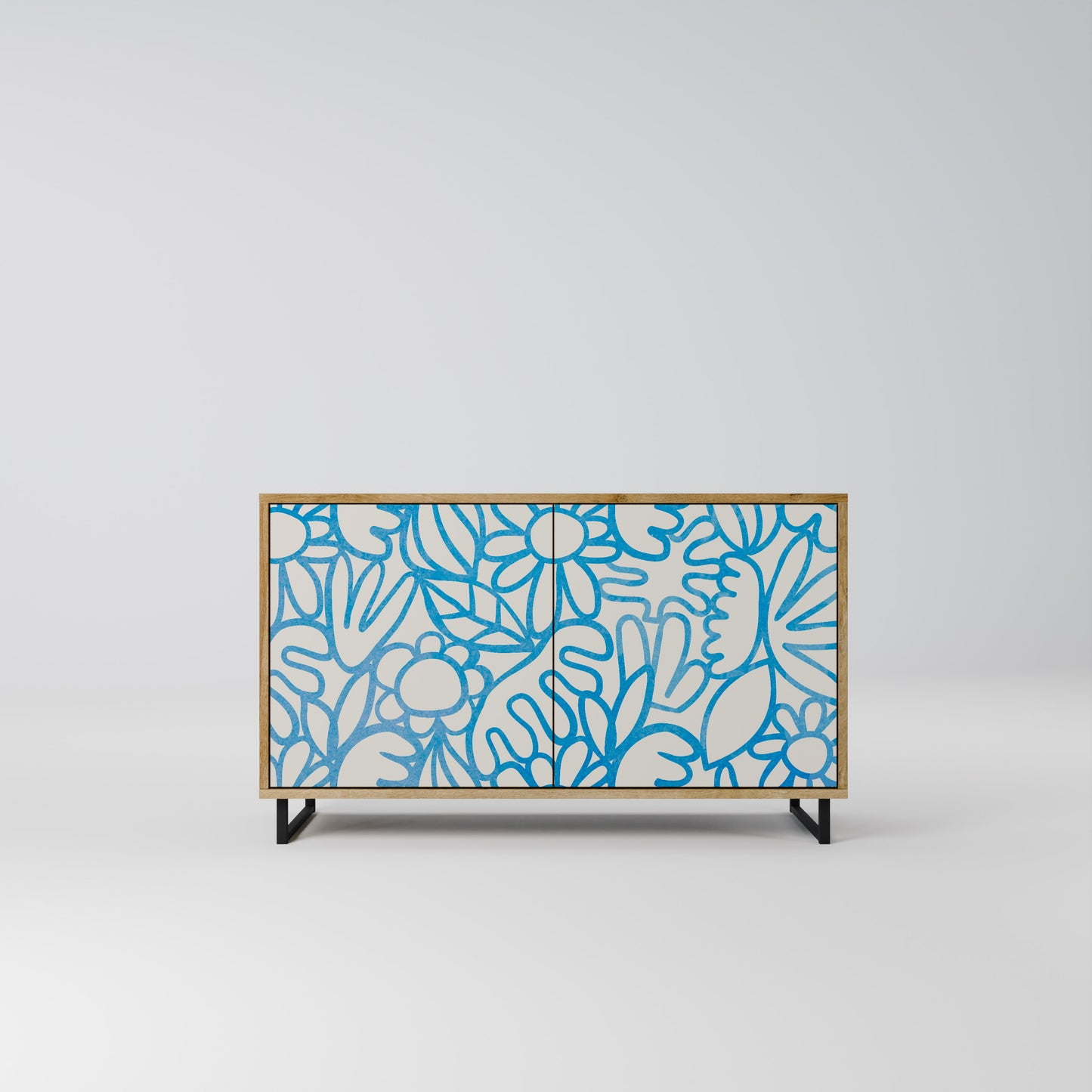 BLOOMY MORNING 2-Door Sideboard in Oak Effect