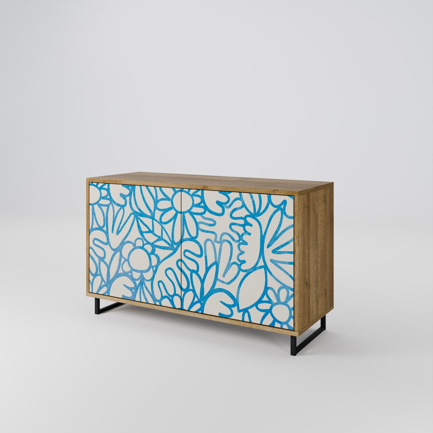 BLOOMY MORNING 2-Door Sideboard in Oak Effect