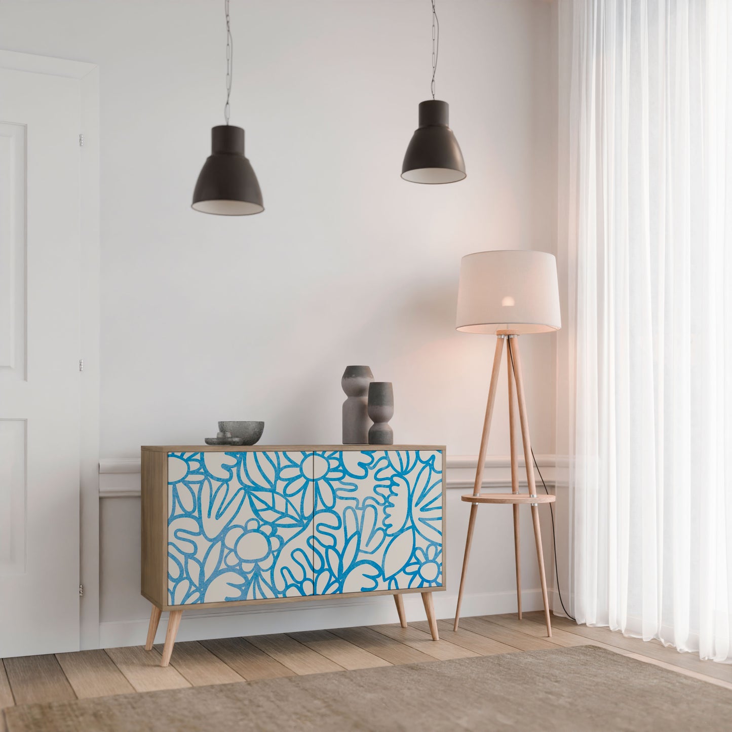 BLOOMY MORNING 2-Door Sideboard in Oak Effect
