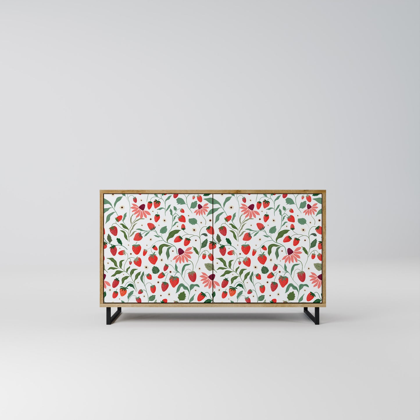 FLOWERS AND STRAWBERRIES 2-Door Sideboard in Oak Effect