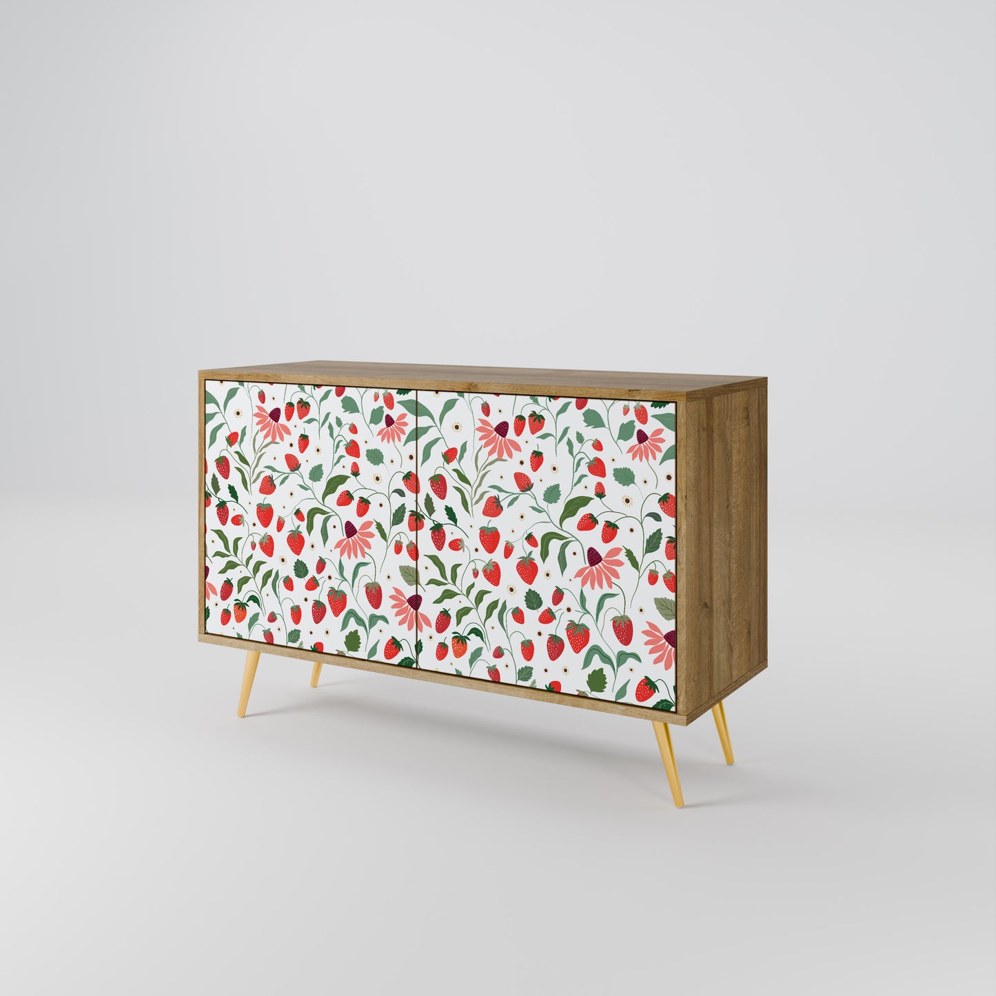 FLOWERS AND STRAWBERRIES 2-Door Sideboard in Oak Effect