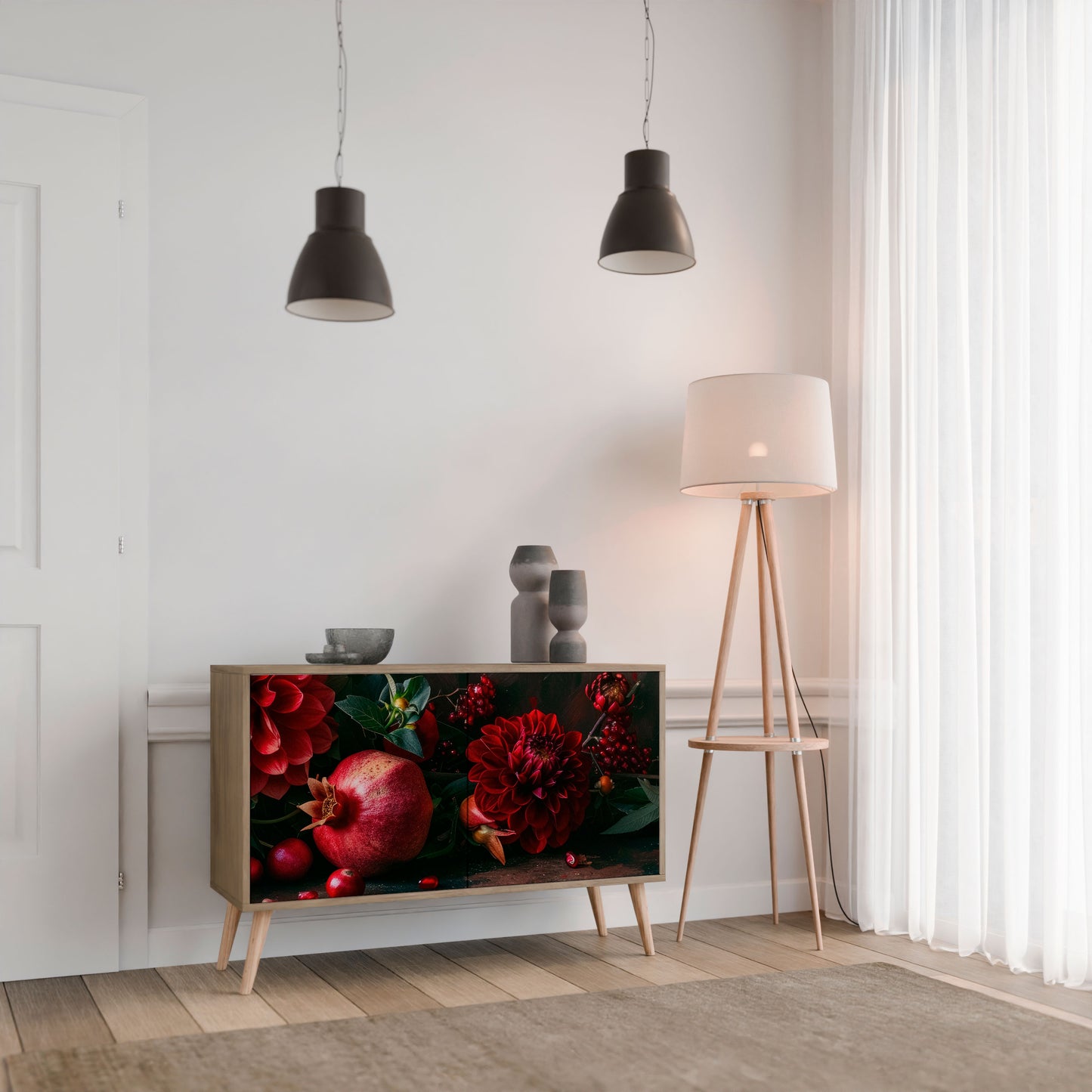 DAHLIAS AND POMEGRANATES 2-Door Sideboard in Oak Effect