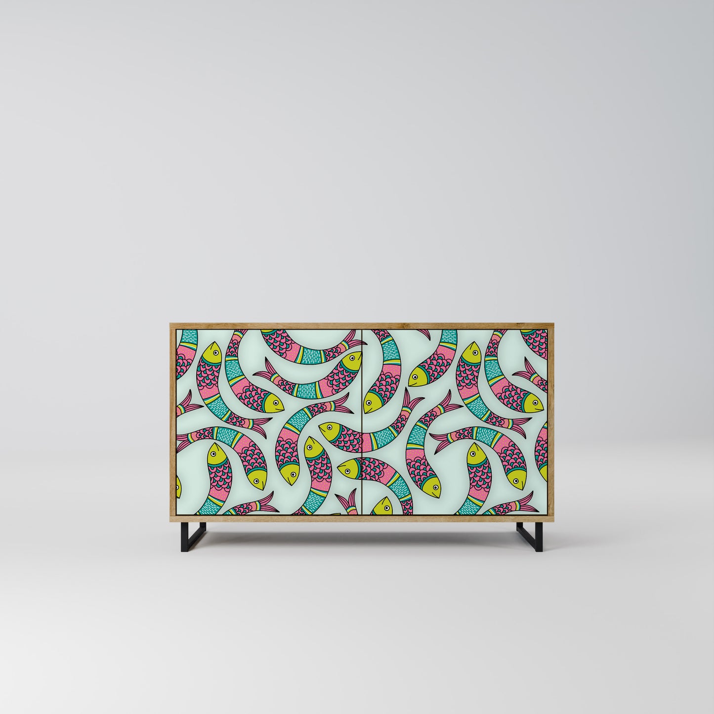 INDIAN FISH 2-Door Sideboard in Oak Effect