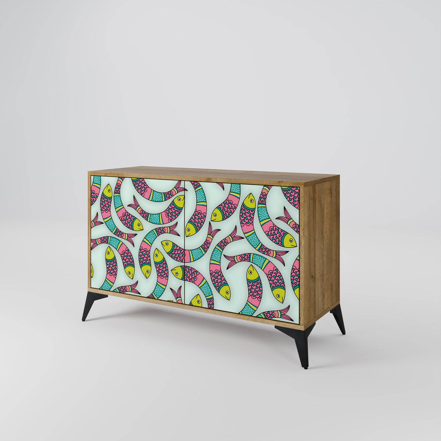 INDIAN FISH 2-Door Sideboard in Oak Effect
