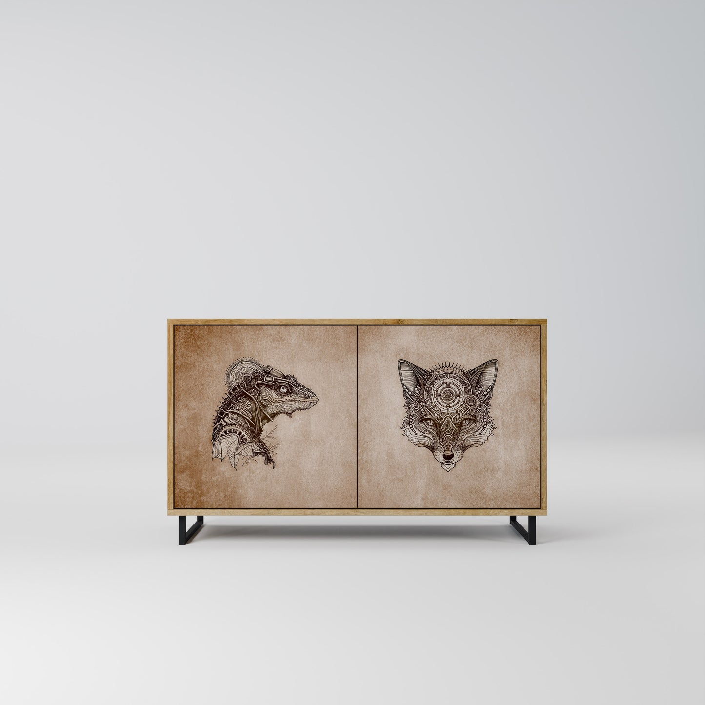 STEAMPUNK CLAN 2-Door Sideboard in Oak Effect