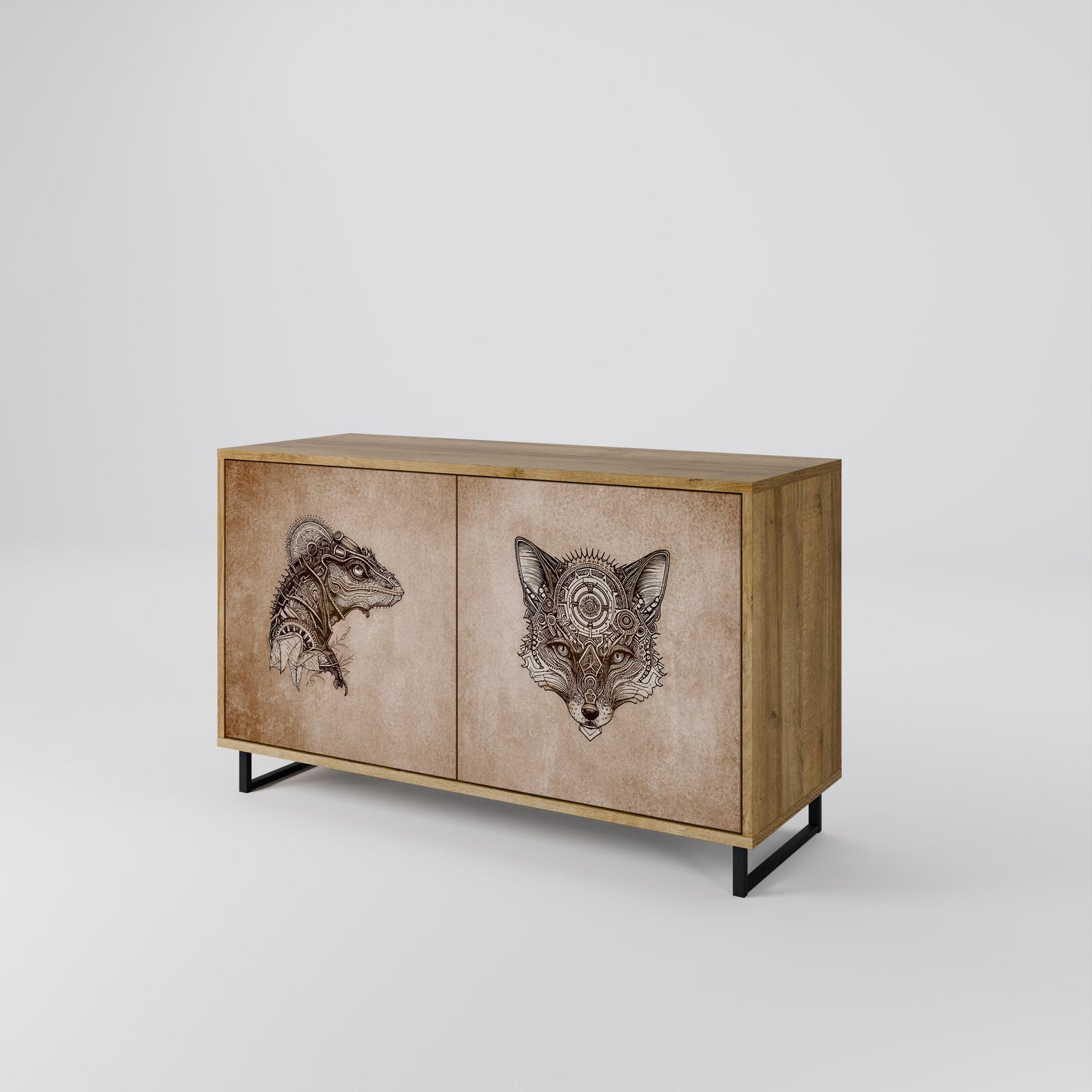 STEAMPUNK CLAN 2-Door Sideboard in Oak Effect