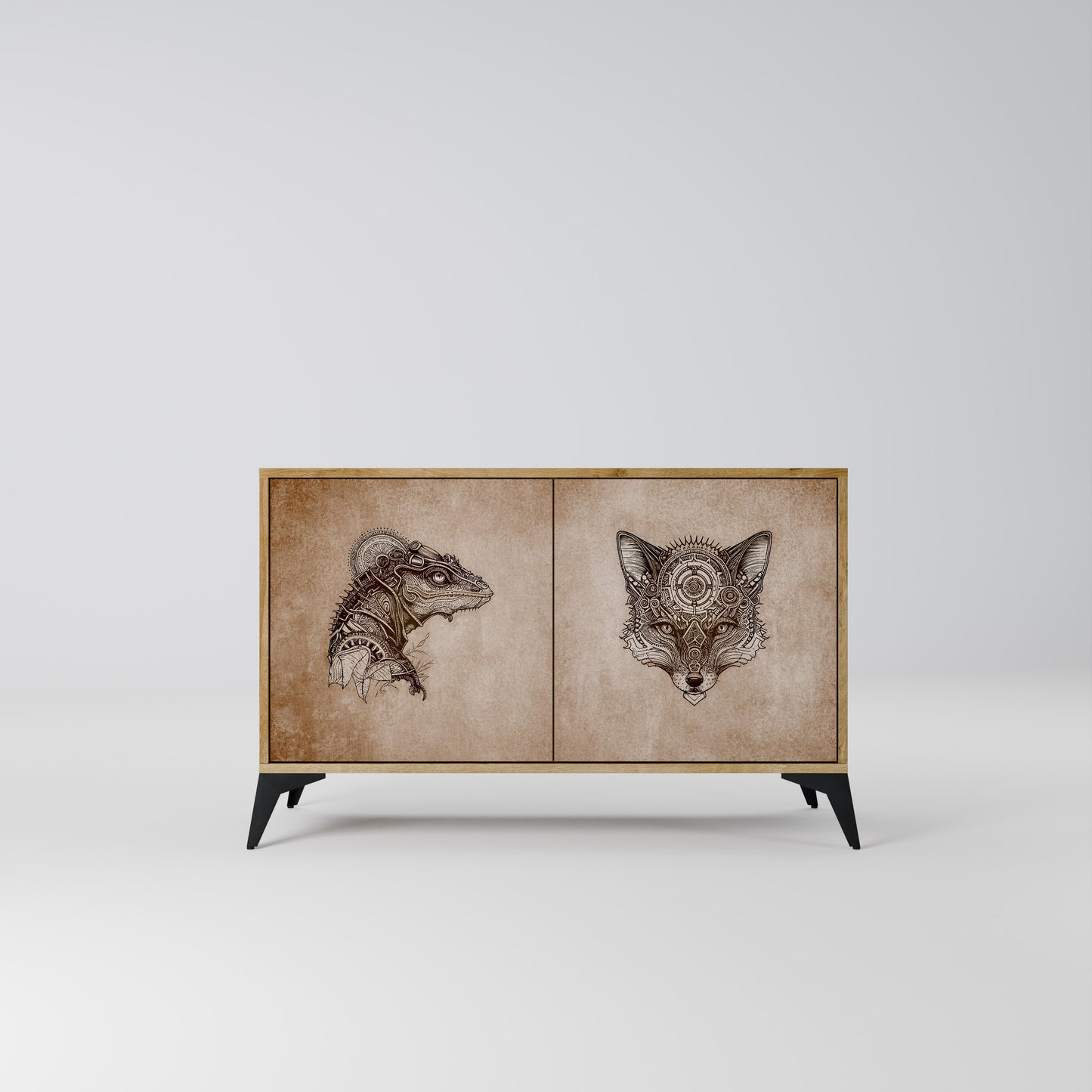 STEAMPUNK CLAN 2-Door Sideboard in Oak Effect