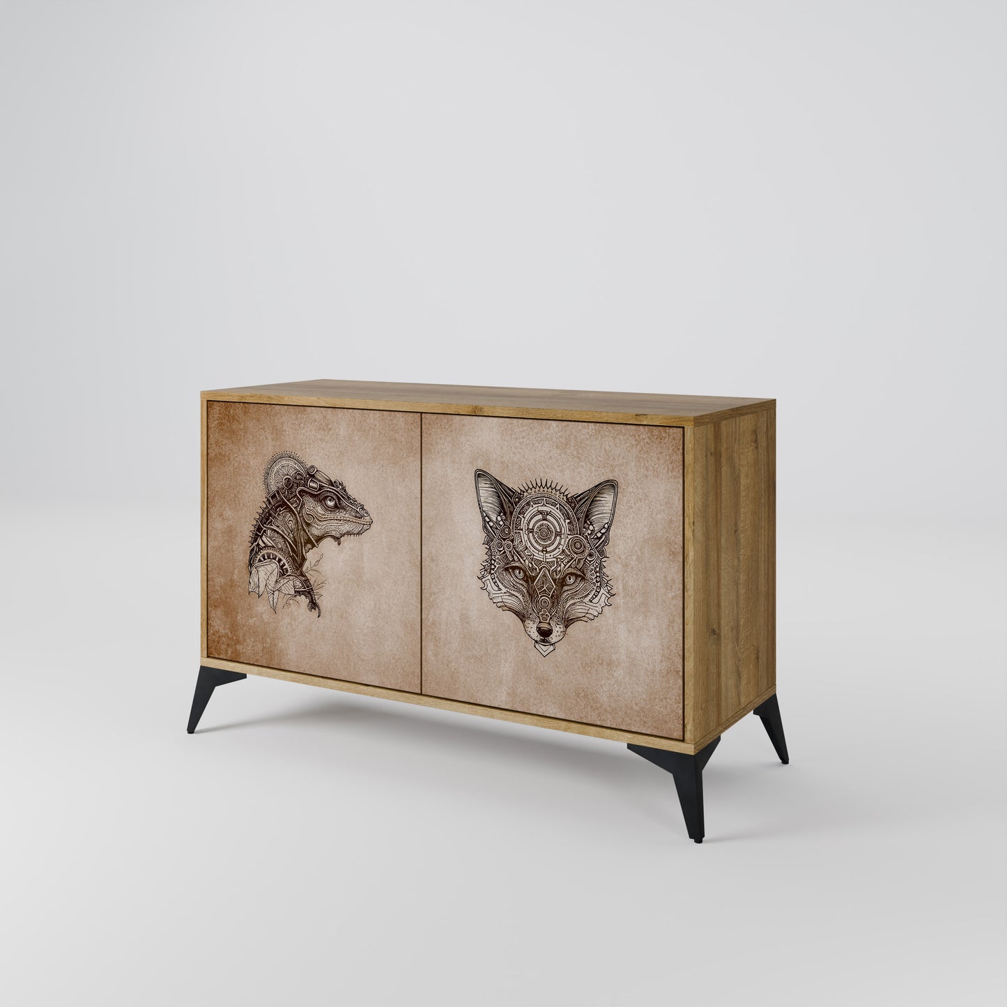 STEAMPUNK CLAN 2-Door Sideboard in Oak Effect