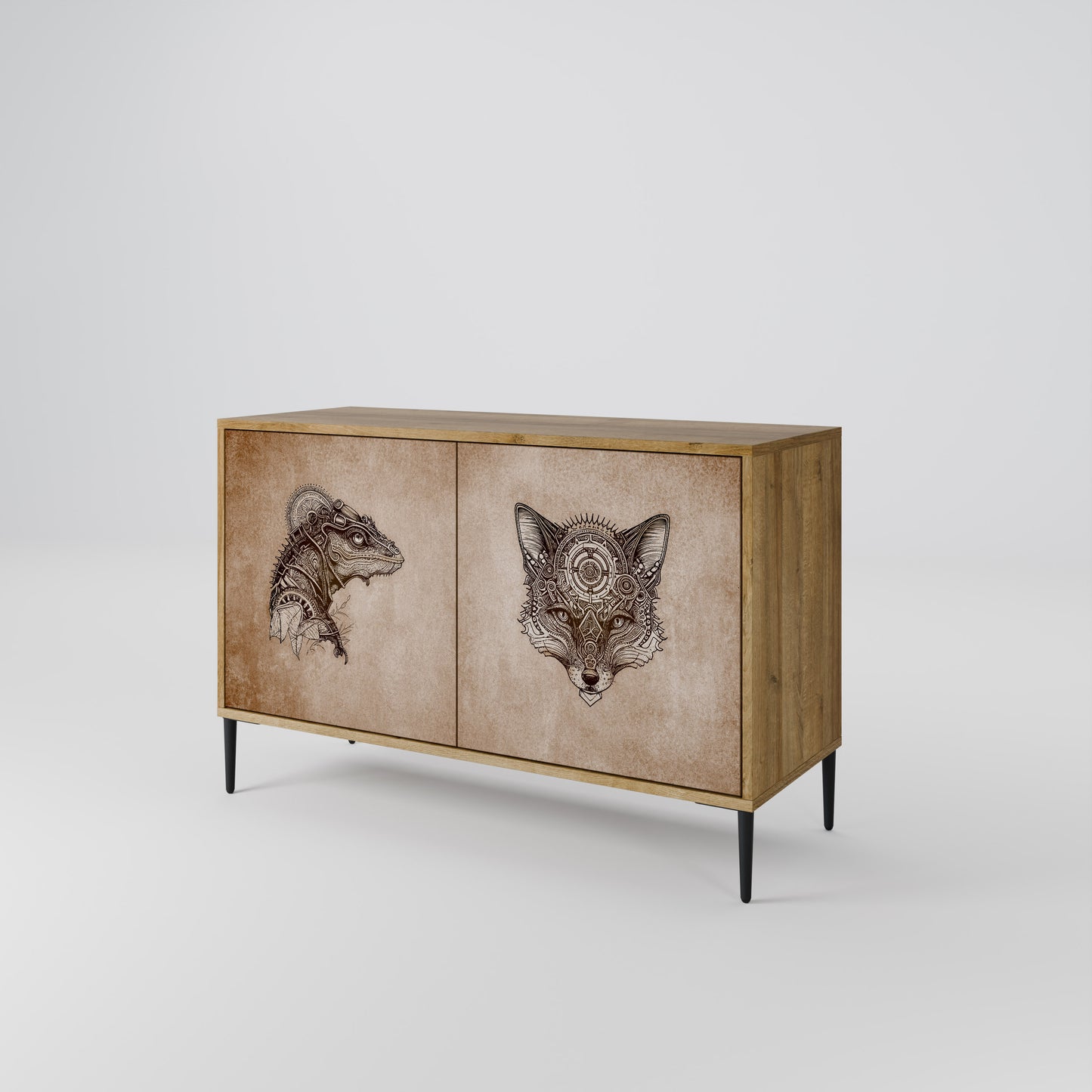 STEAMPUNK CLAN 2-Door Sideboard in Oak Effect