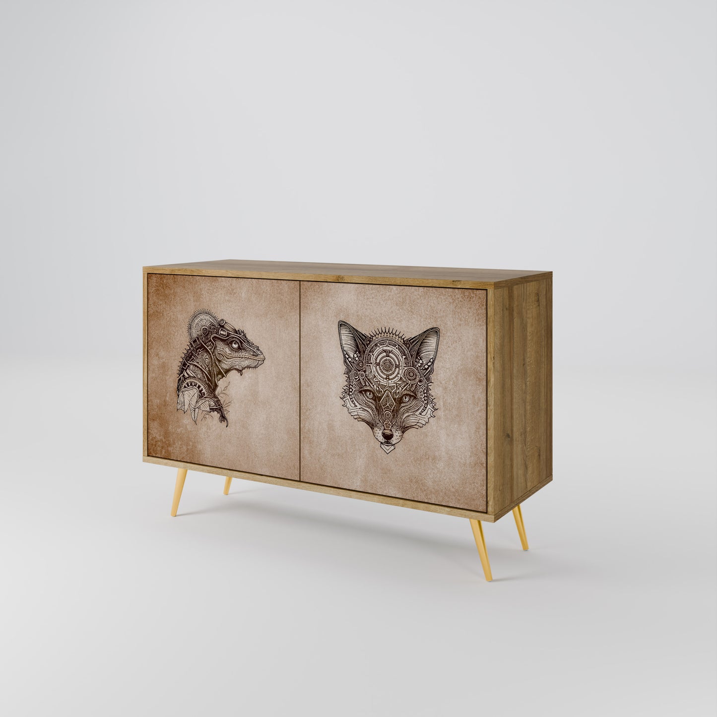 STEAMPUNK CLAN 2-Door Sideboard in Oak Effect