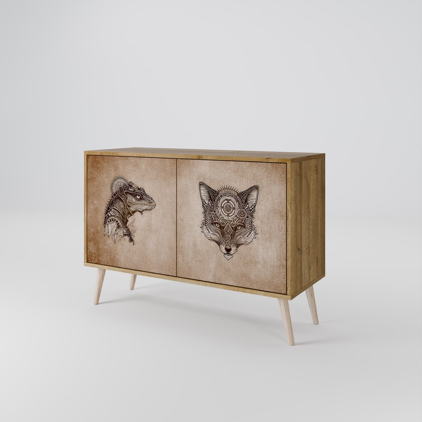 STEAMPUNK CLAN 2-Door Sideboard in Oak Effect